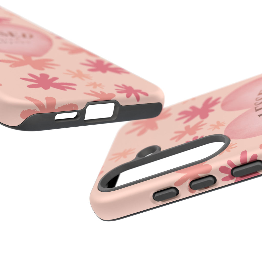 Blessed Heart Floral Phone Case — Pink 'Blessed Beyond Measure' Protective Tough Case