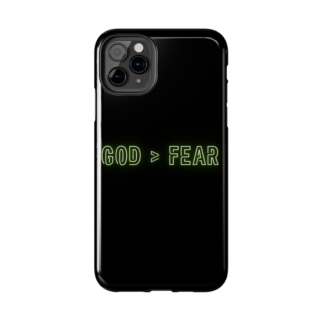 God > Fear Tough Phone Case — Neon Faith Protective iPhone Cover
