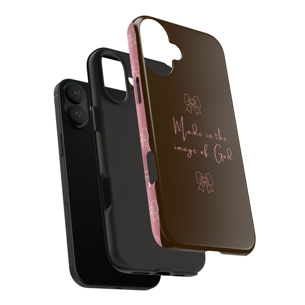 Made in the Image of God Tough Phone Case – Feminine Bow Christian Protective Cover