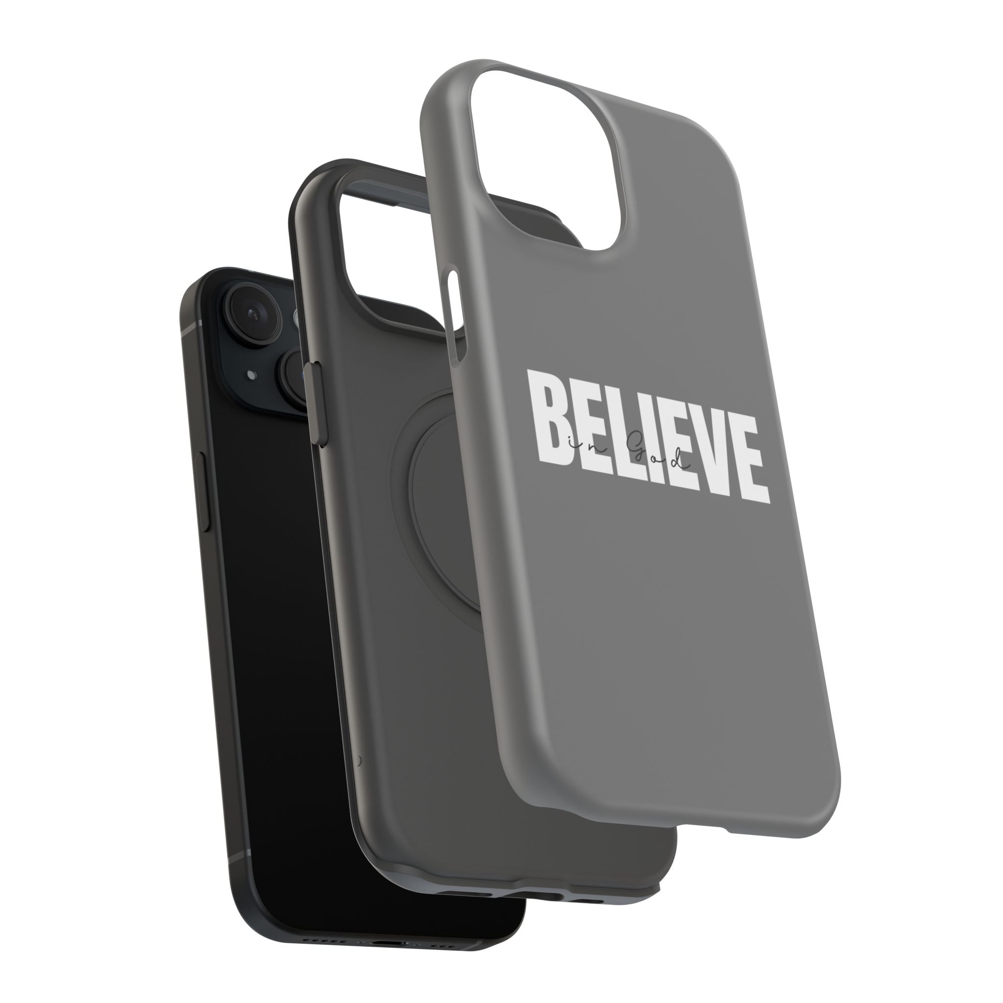 Phone Case — GREY "BELIEVE" Impact-Resistant Protective Cover