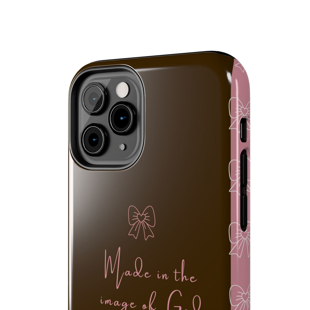 Made in the Image of God Tough Phone Case – Feminine Bow Christian Protective Cover