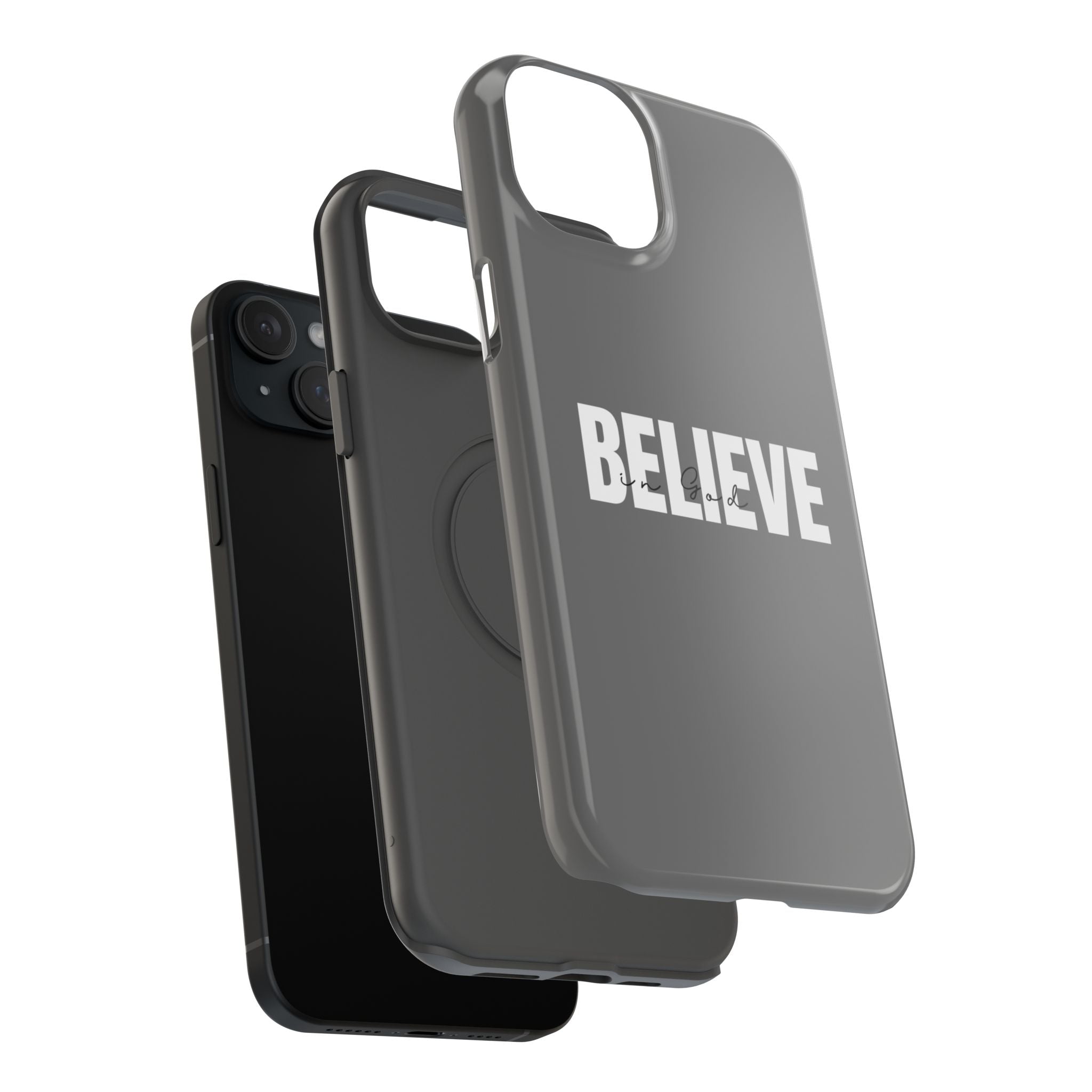 Phone Case — GREY "BELIEVE" Impact-Resistant Protective Cover