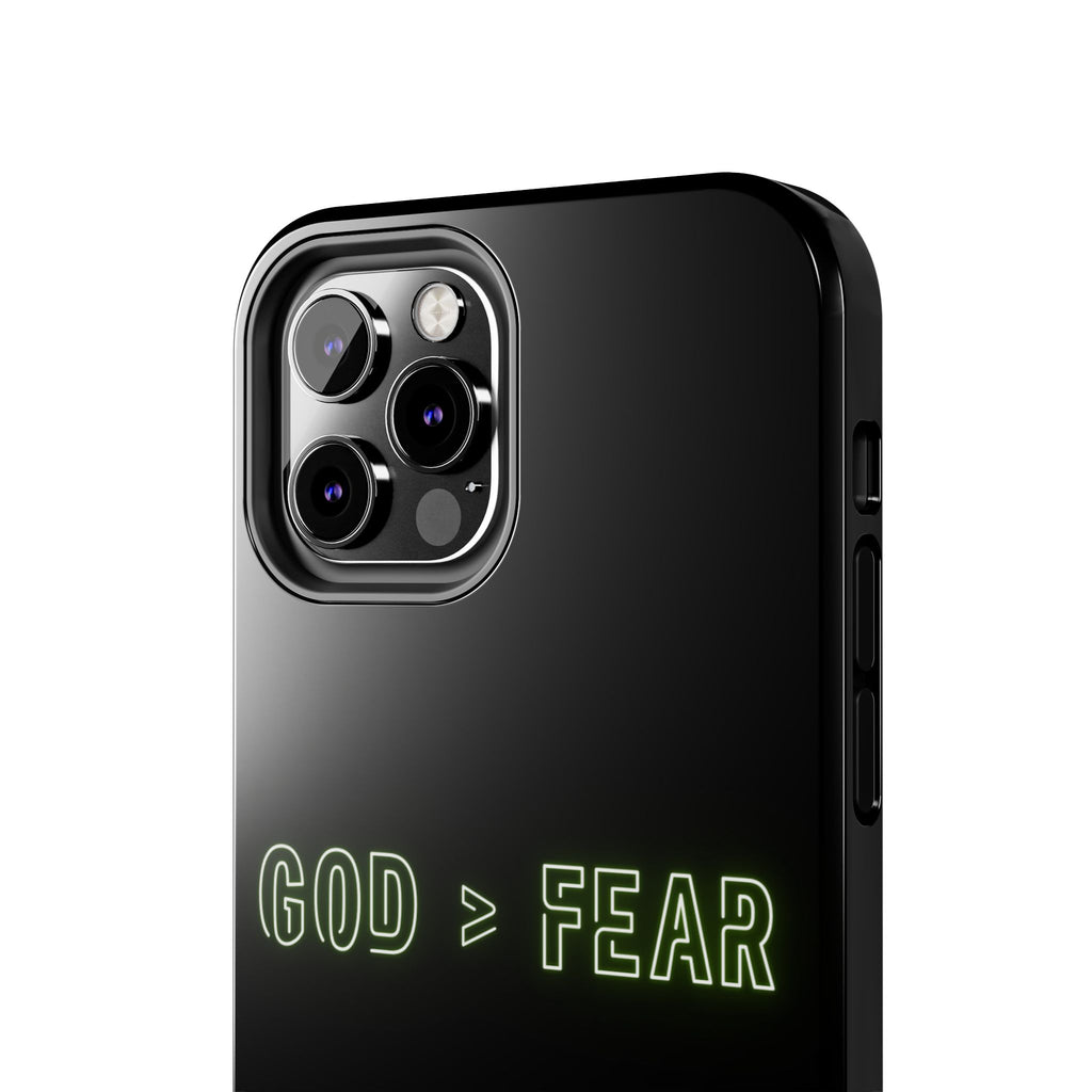 God > Fear Tough Phone Case — Neon Faith Protective iPhone Cover