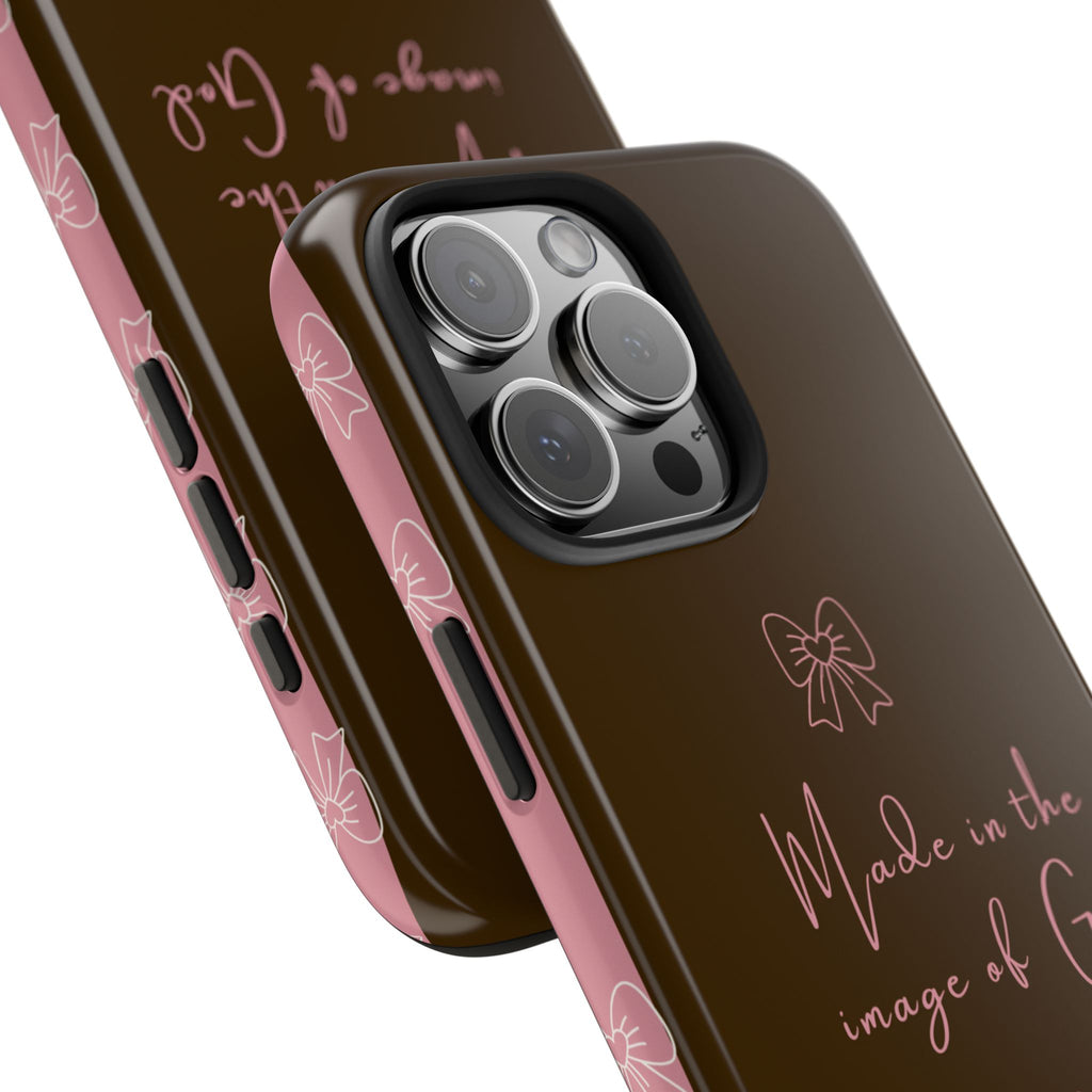 Made in the Image of God Tough Phone Case – Feminine Bow Christian Protective Cover