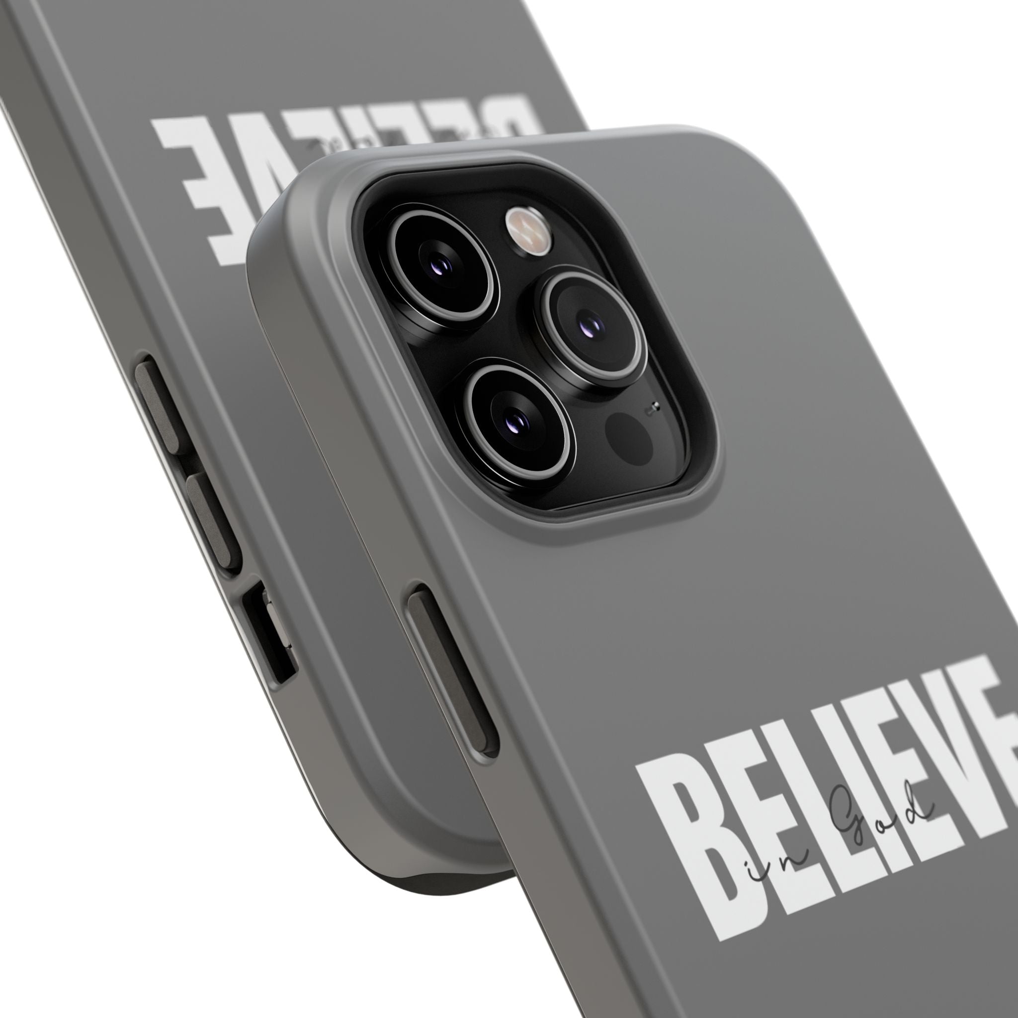 Phone Case — GREY "BELIEVE" Impact-Resistant Protective Cover