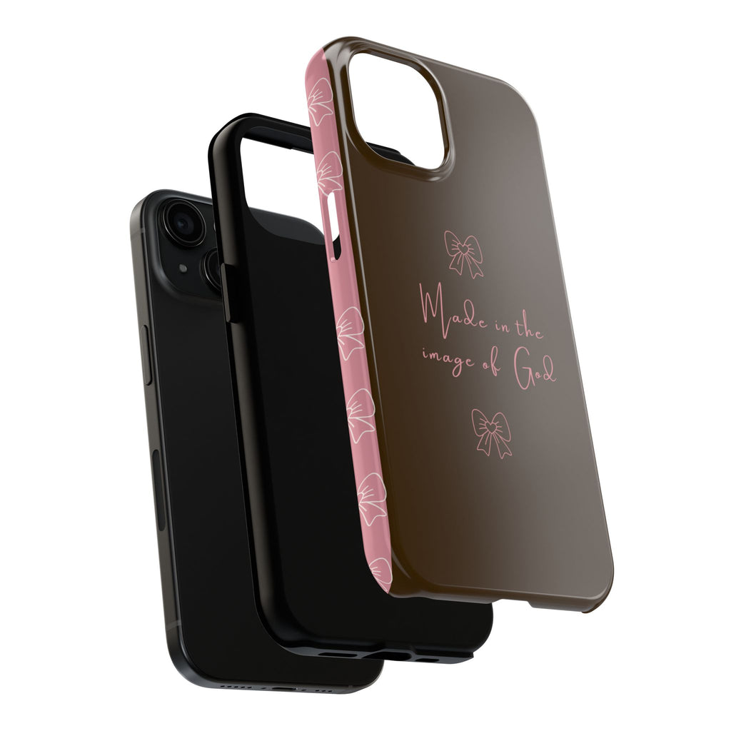 Made in the Image of God Tough Phone Case – Feminine Bow Christian Protective Cover