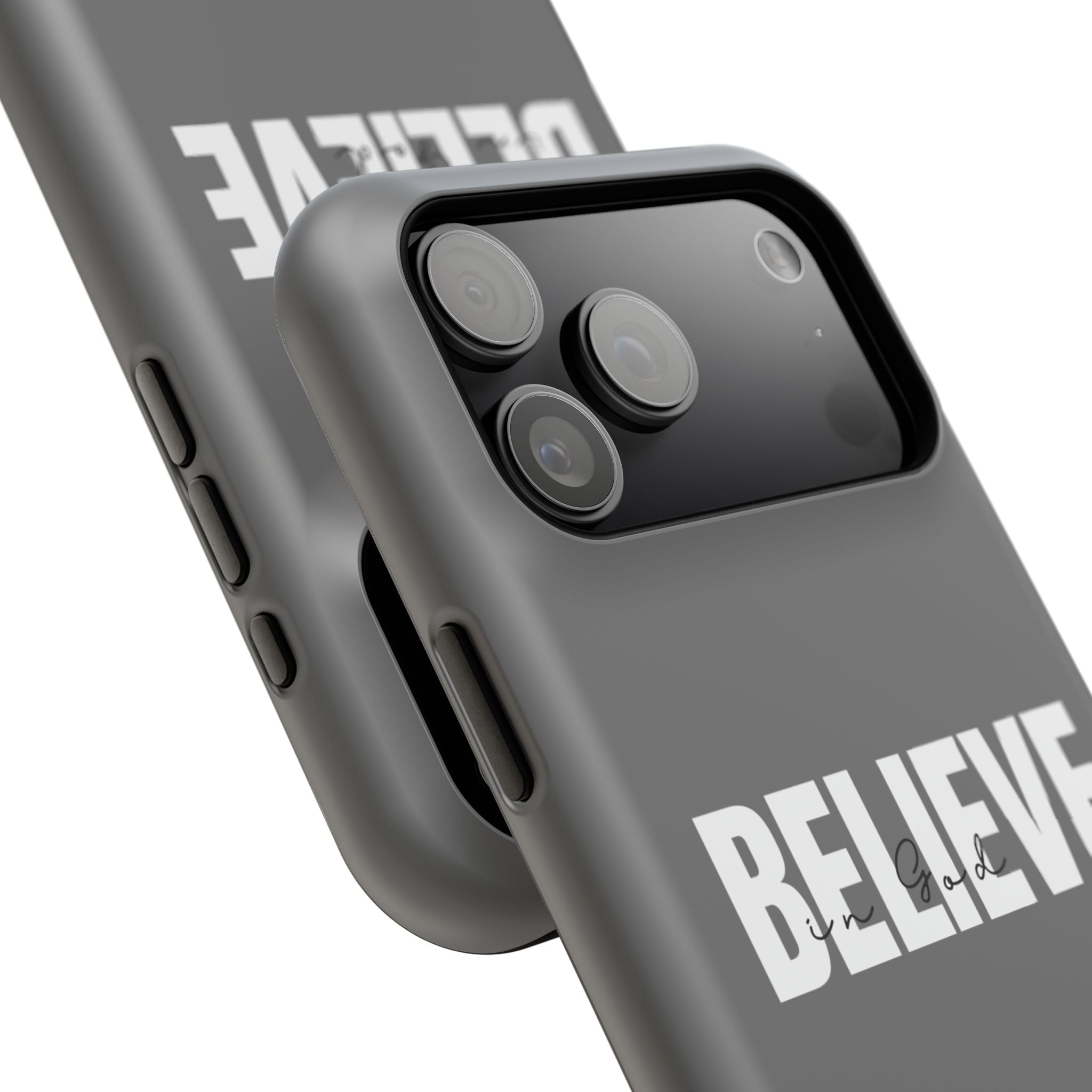 Phone Case — GREY "BELIEVE" Impact-Resistant Protective Cover