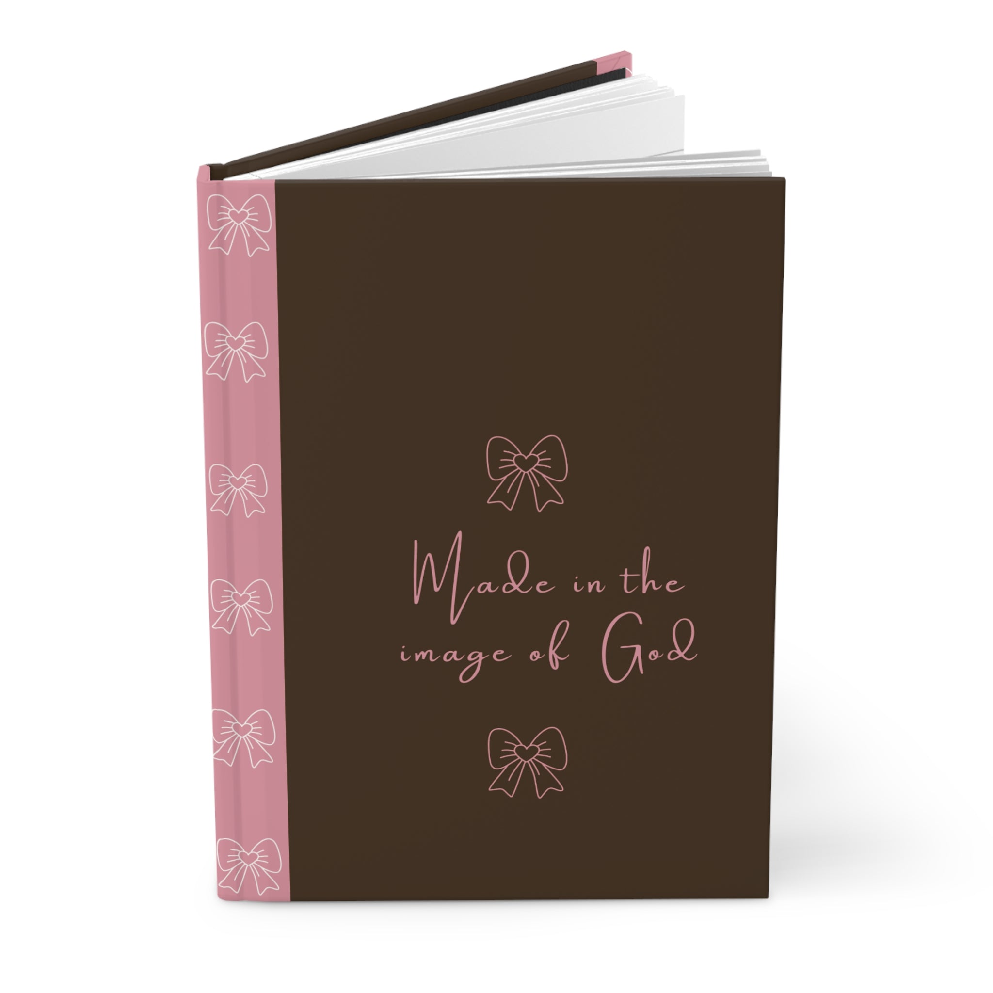 Hardcover Journal — "Made in the Image of God" Brown & Pink Inspirational Notebook