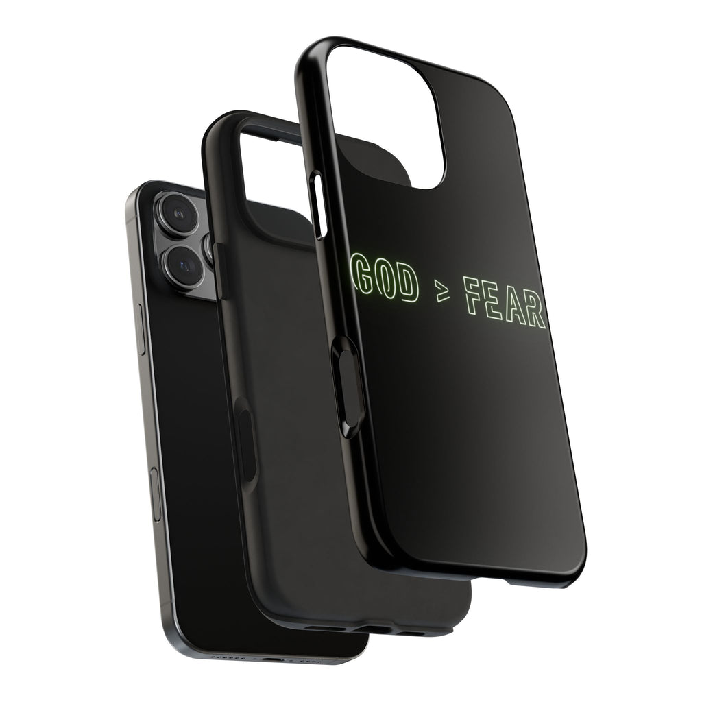 God > Fear Tough Phone Case — Neon Faith Protective iPhone Cover