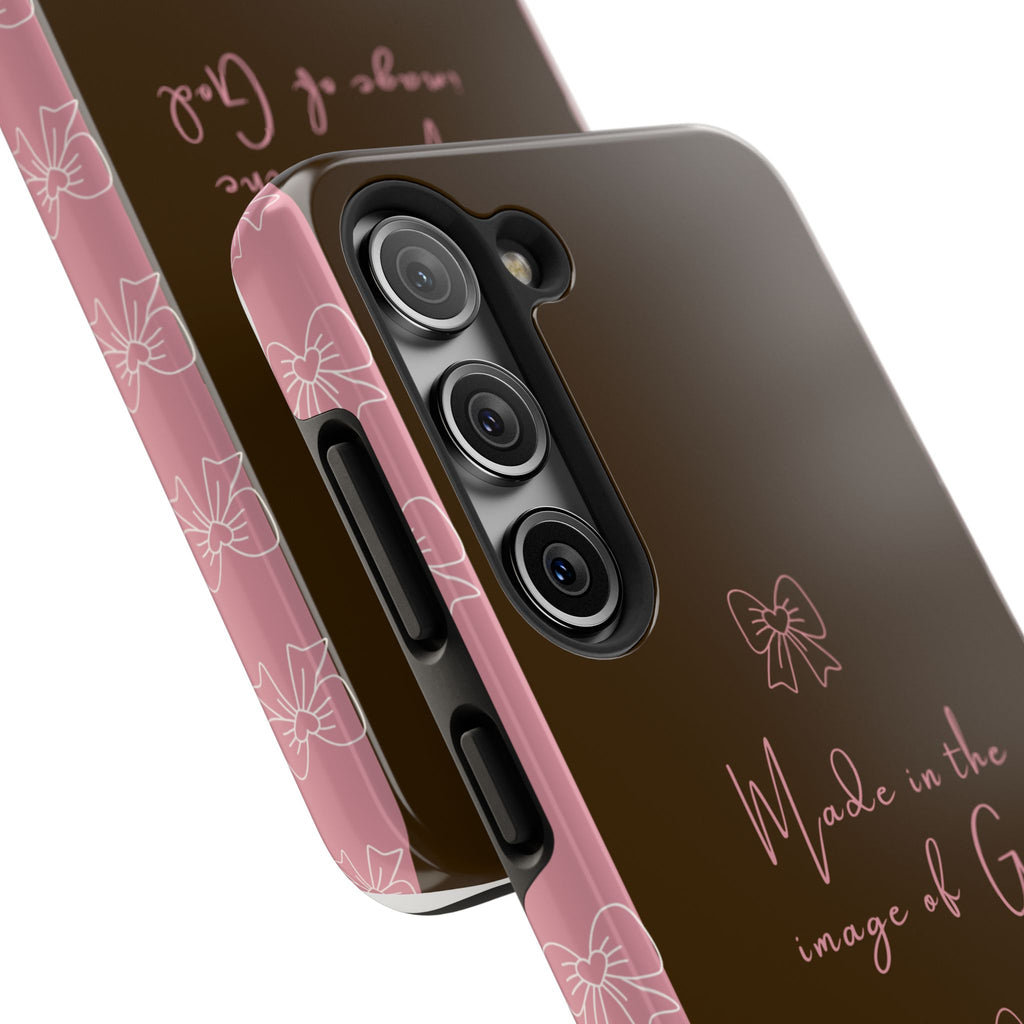 Made in the Image of God Tough Phone Case – Feminine Bow Christian Protective Cover