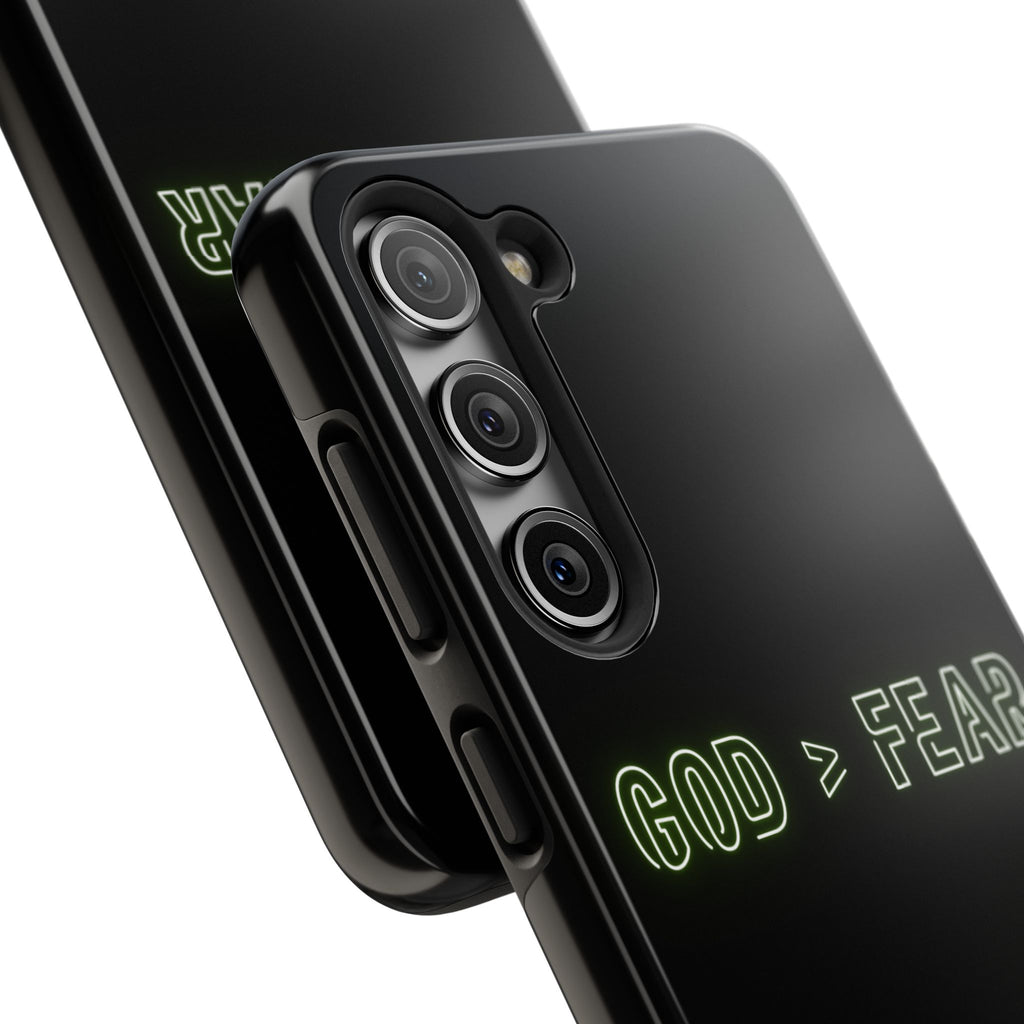 God > Fear Tough Phone Case — Neon Faith Protective iPhone Cover