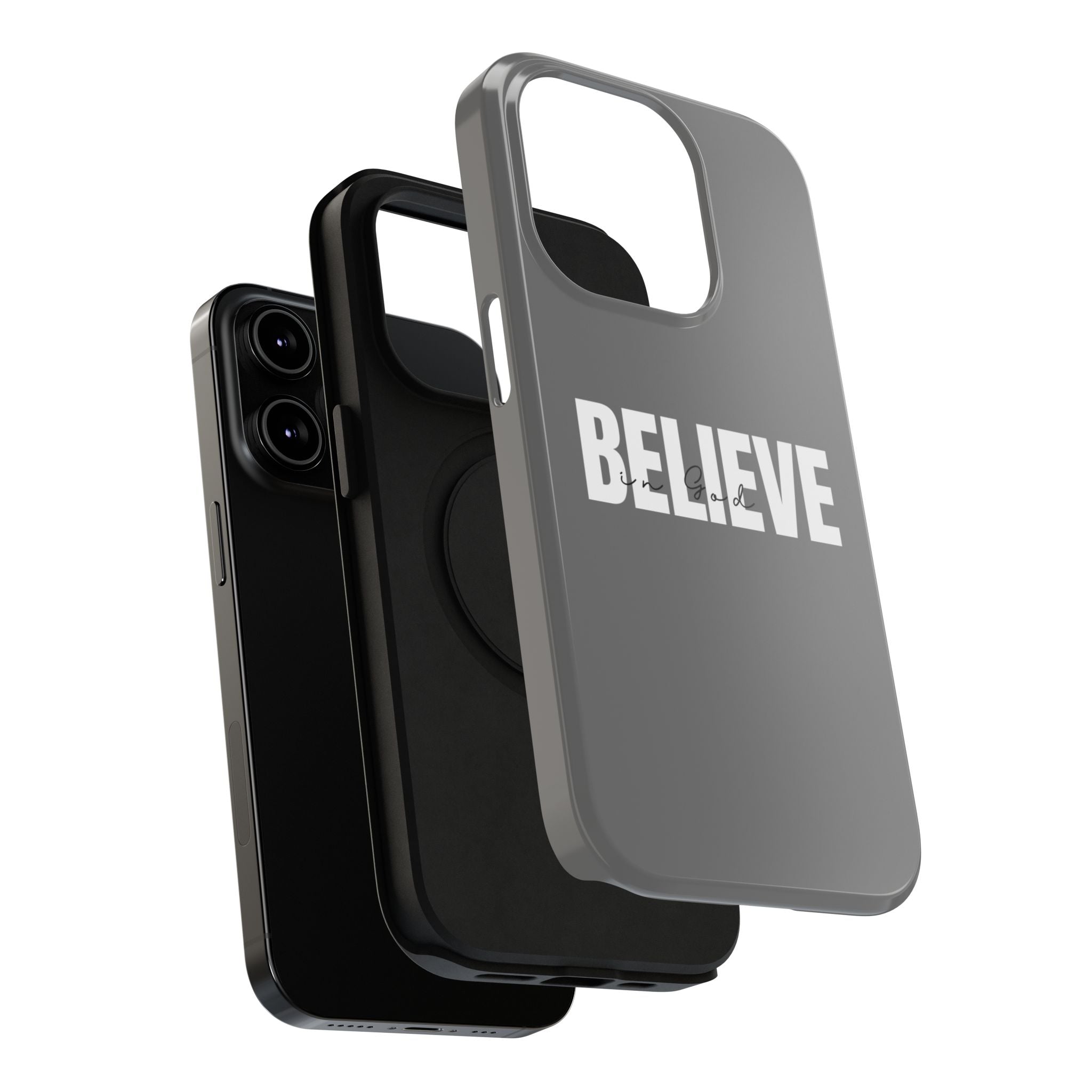 Phone Case — GREY "BELIEVE" Impact-Resistant Protective Cover