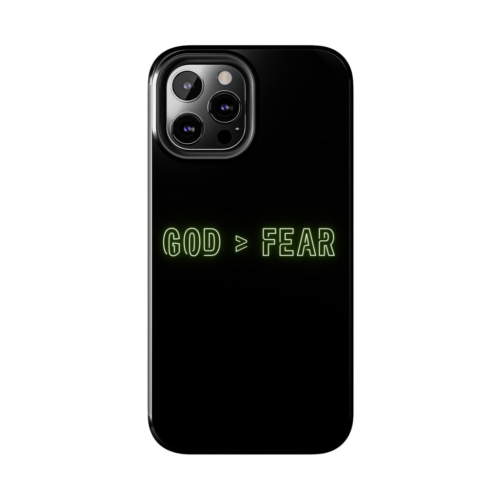 God > Fear Tough Phone Case — Neon Faith Protective iPhone Cover