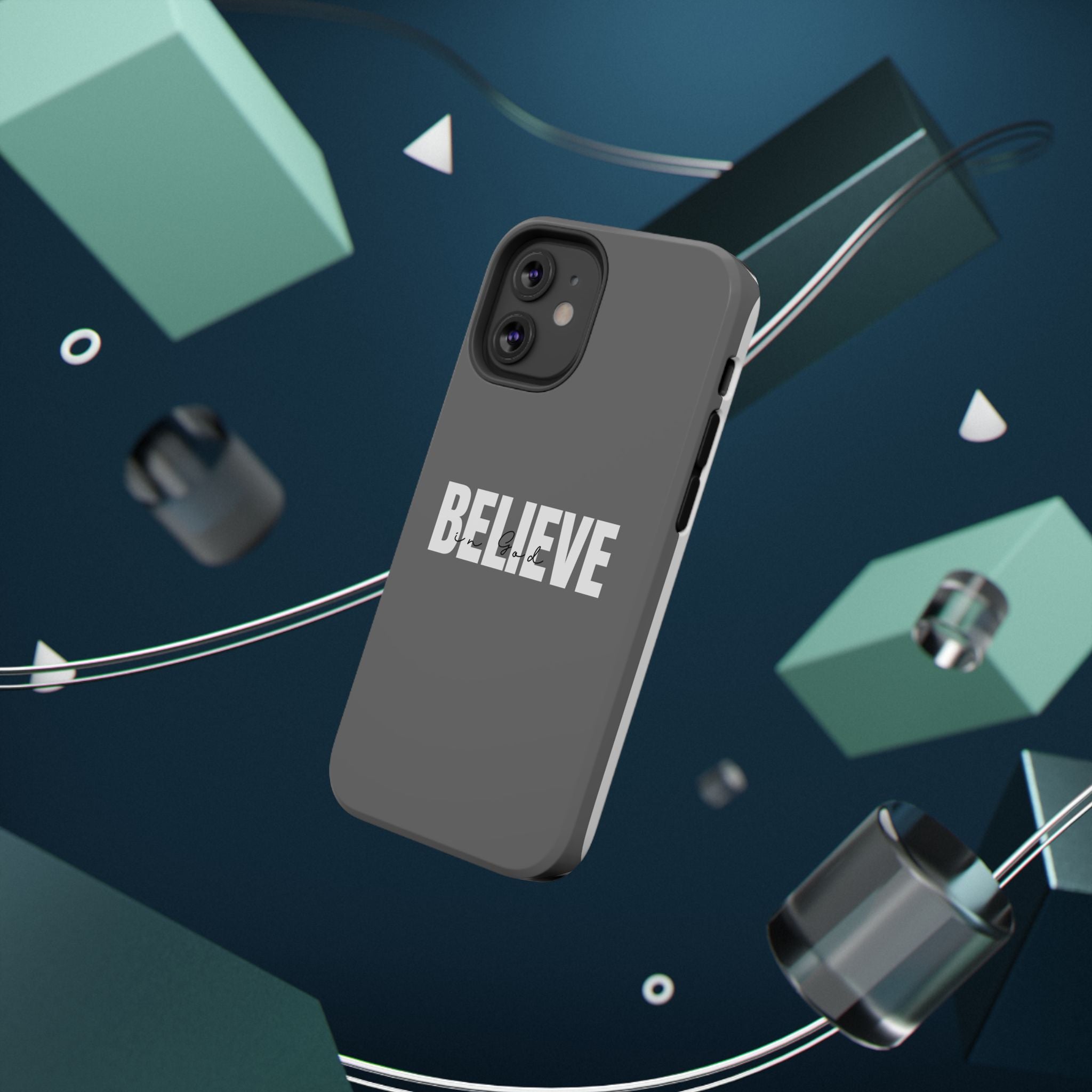 Phone Case — GREY "BELIEVE" Impact-Resistant Protective Cover