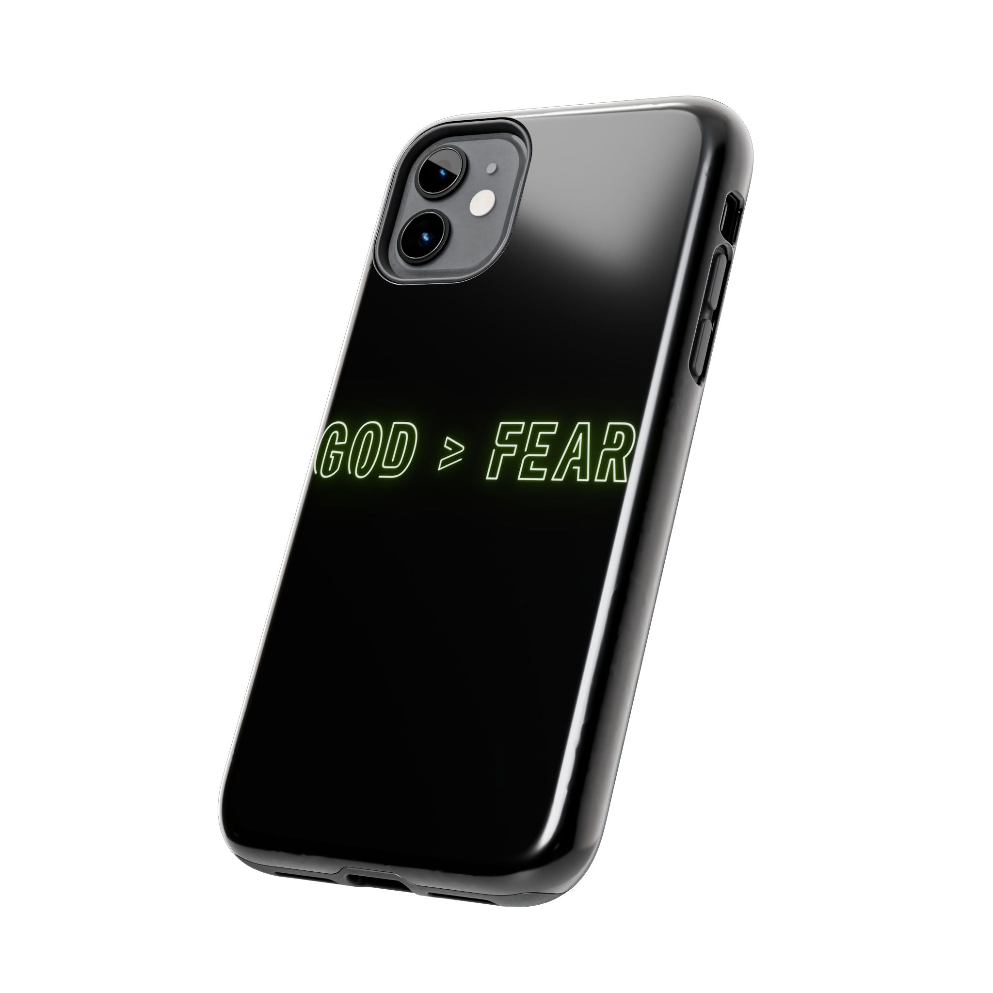 God > Fear Tough Phone Case — Neon Faith Protective iPhone Cover