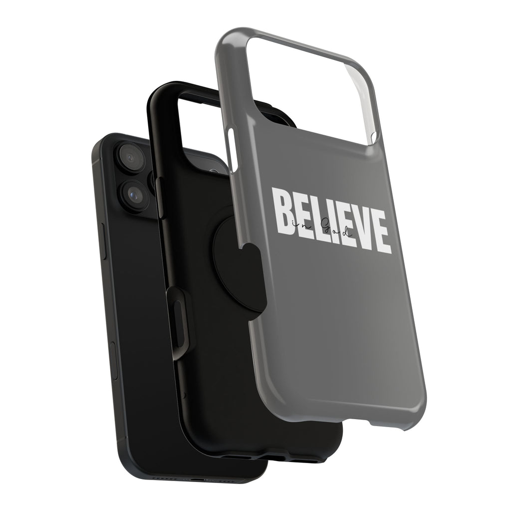 Phone Case — GREY "BELIEVE" Impact-Resistant Protective Cover