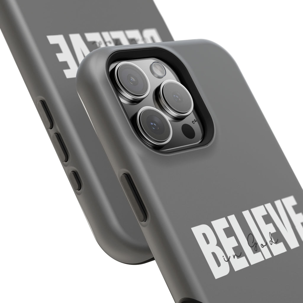 Phone Case — GREY "BELIEVE" Impact-Resistant Protective Cover