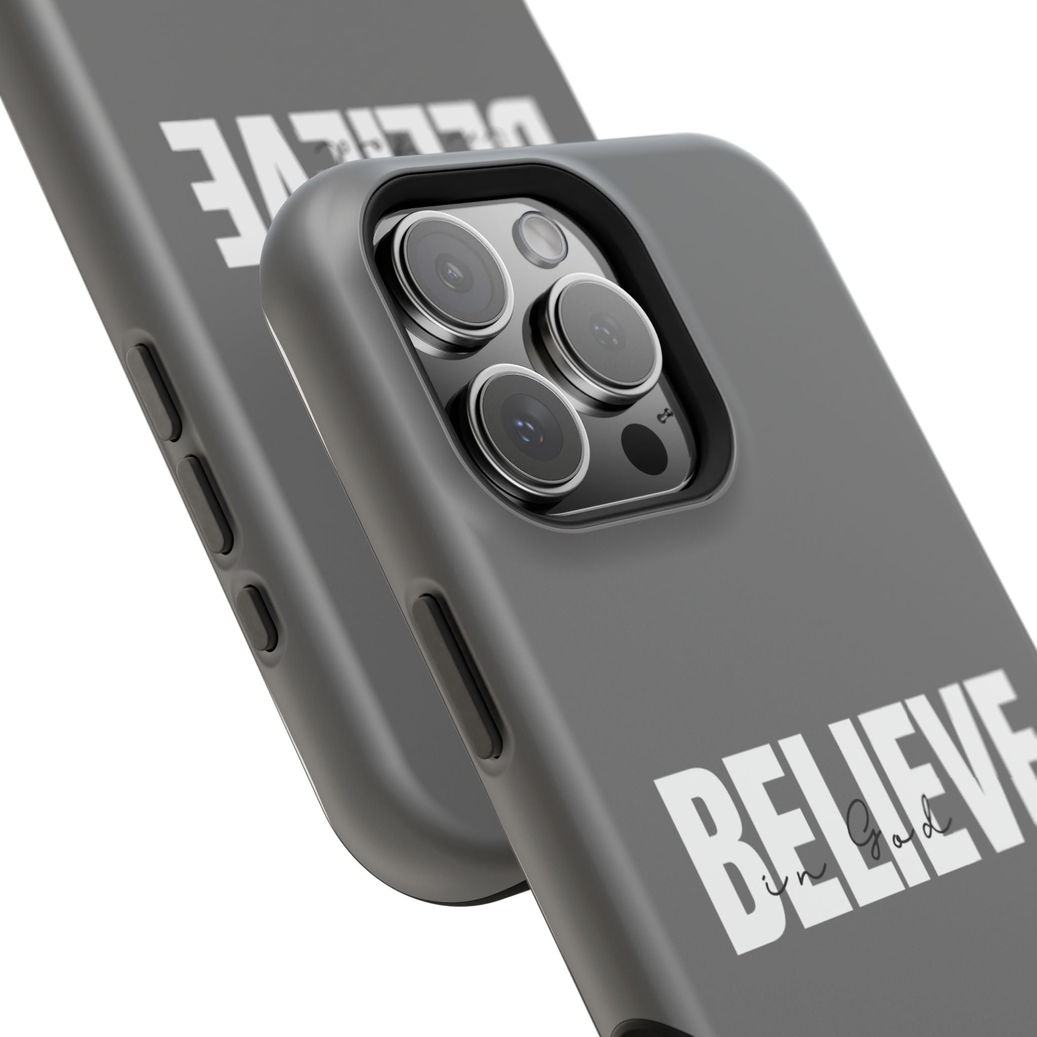 Phone Case — GREY "BELIEVE" Impact-Resistant Protective Cover