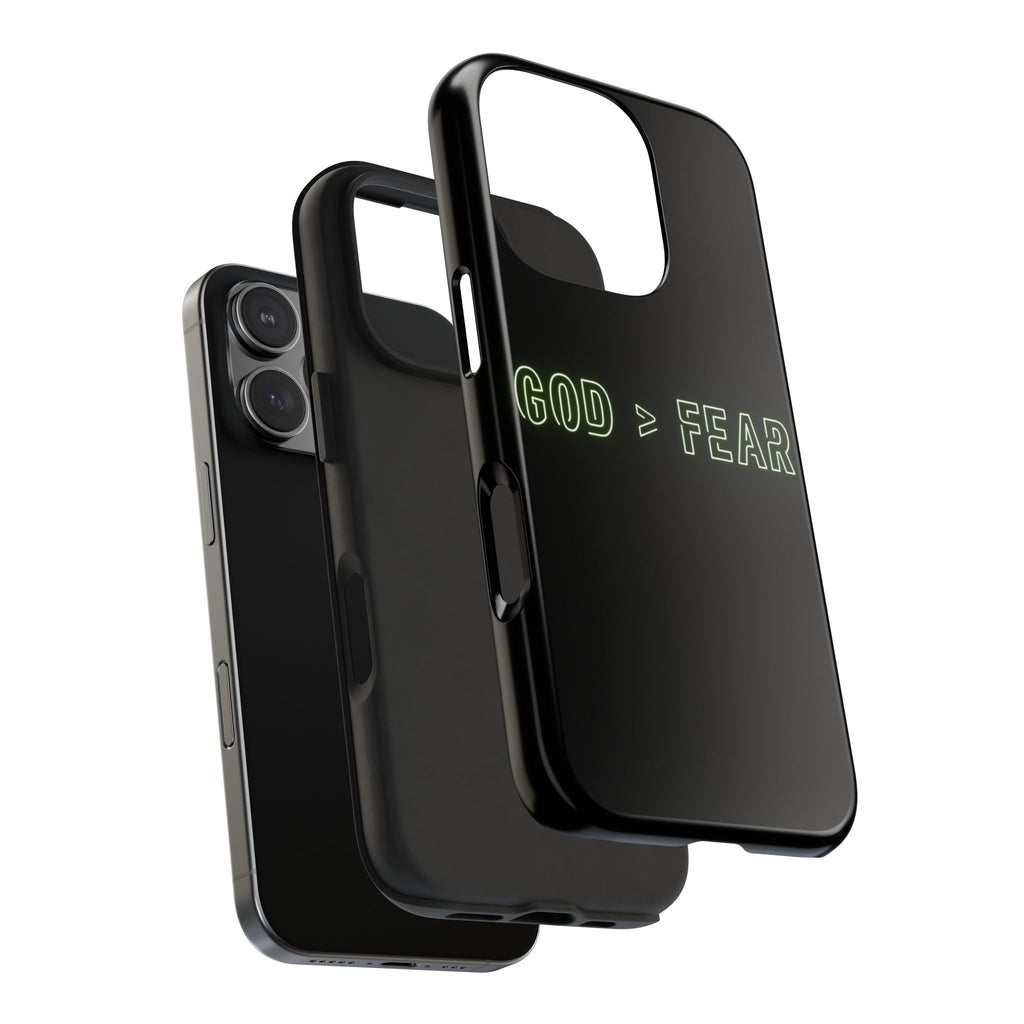 God > Fear Tough Phone Case — Neon Faith Protective iPhone Cover