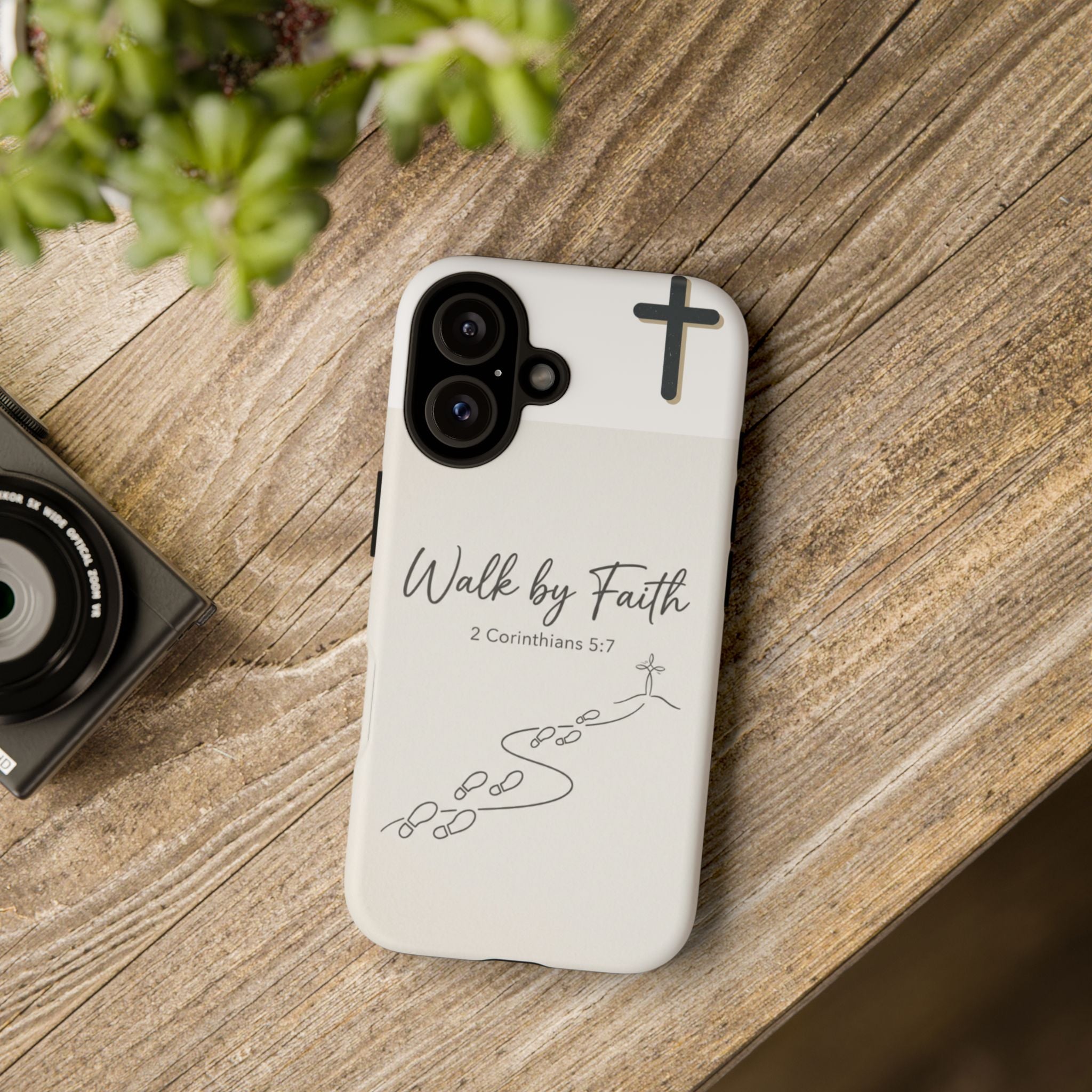 Christian Phone Case — "Walk by Faith" 2 Corinthians 5:7 Protective Tough Case