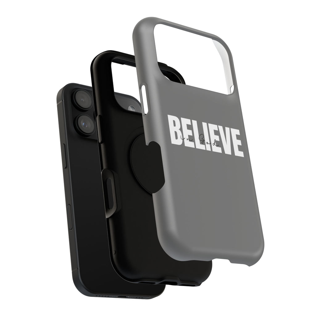 Phone Case — GREY "BELIEVE" Impact-Resistant Protective Cover