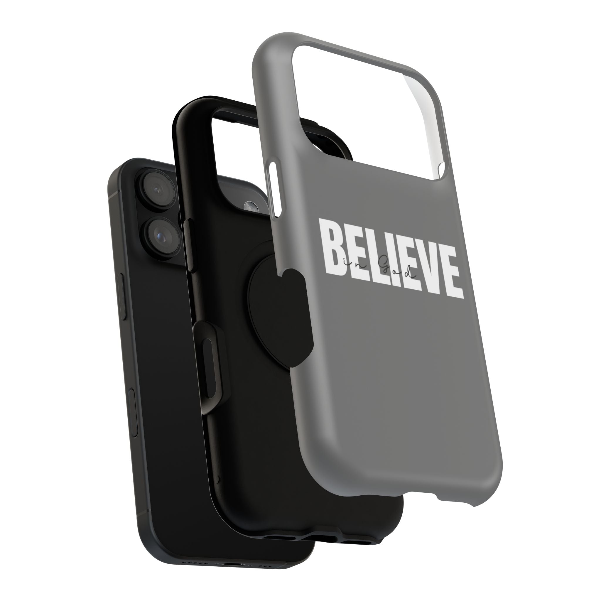Phone Case — GREY "BELIEVE" Impact-Resistant Protective Cover