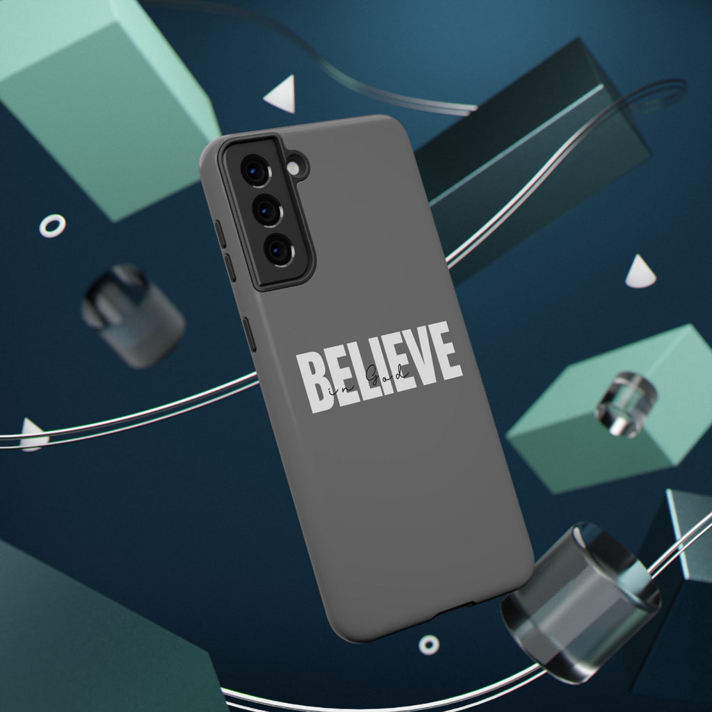 Phone Case — GREY "BELIEVE" Impact-Resistant Protective Cover