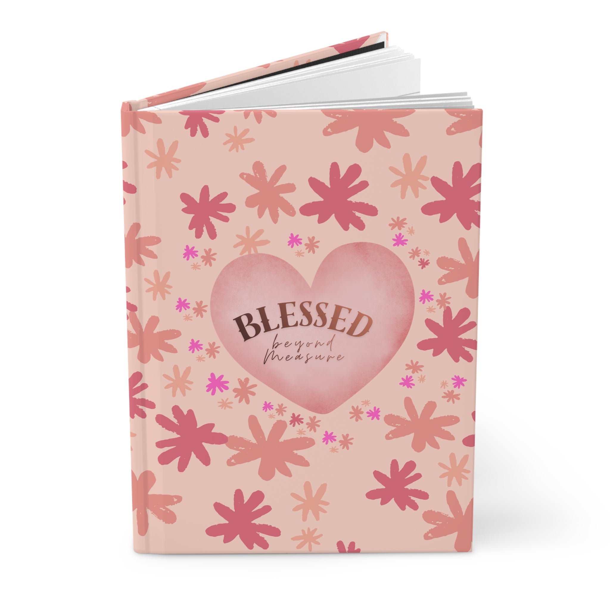 Blessed Beyond Measure Hardcover Journal — Floral Pink Gratitude Notebook