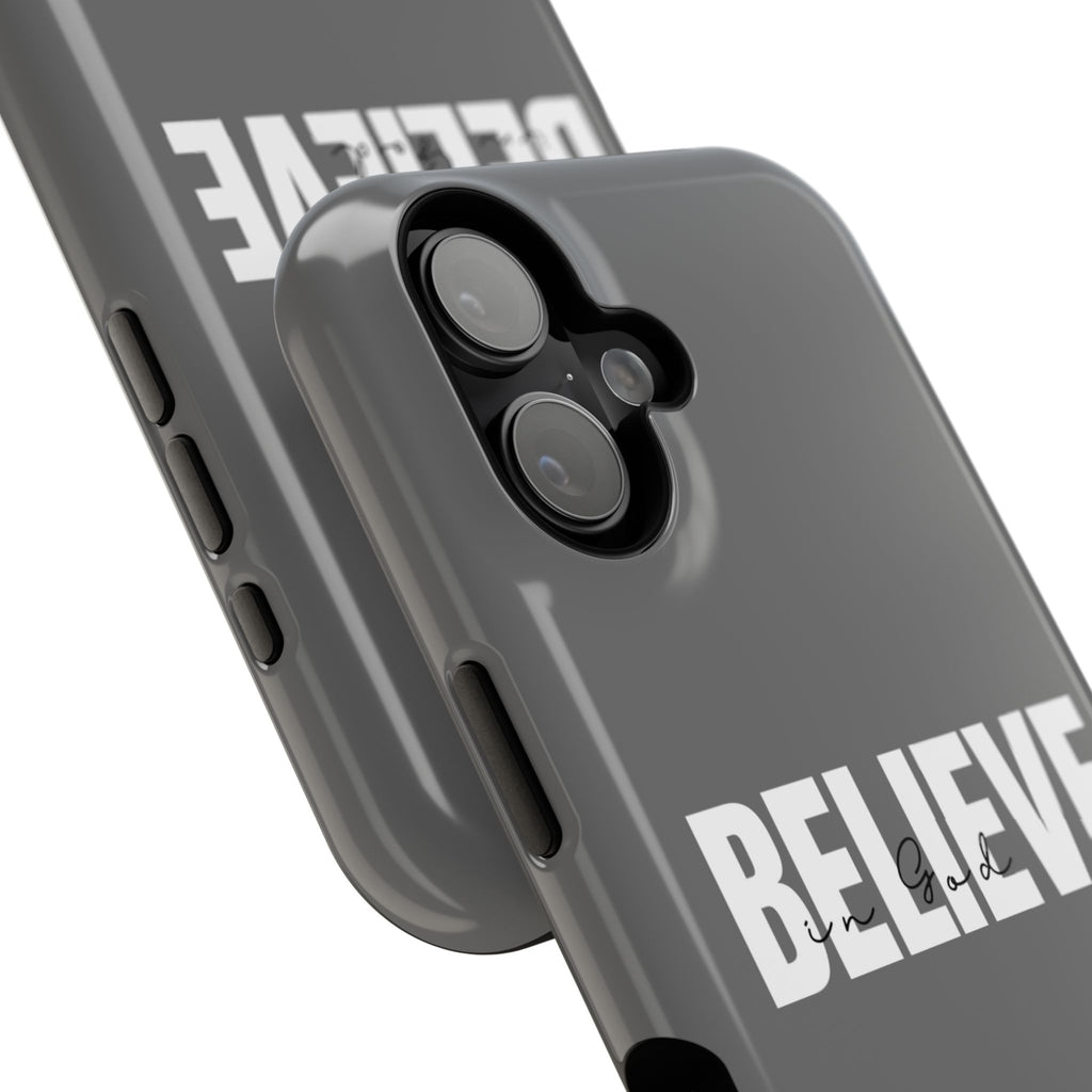 Phone Case — GREY "BELIEVE" Impact-Resistant Protective Cover