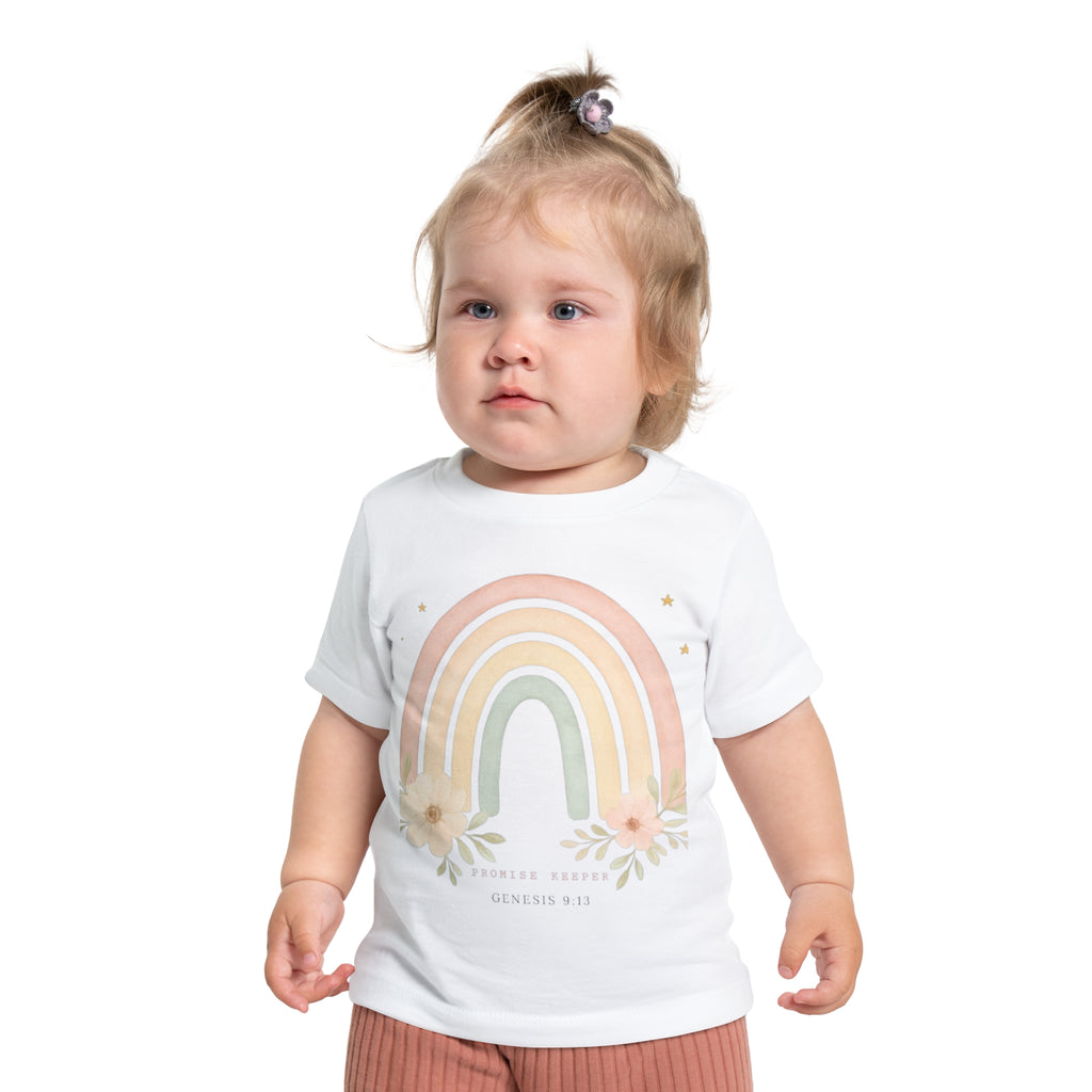 Baby T-Shirt — Pastel Rainbow "Genesis 8:22" Floral Tee for Newborns