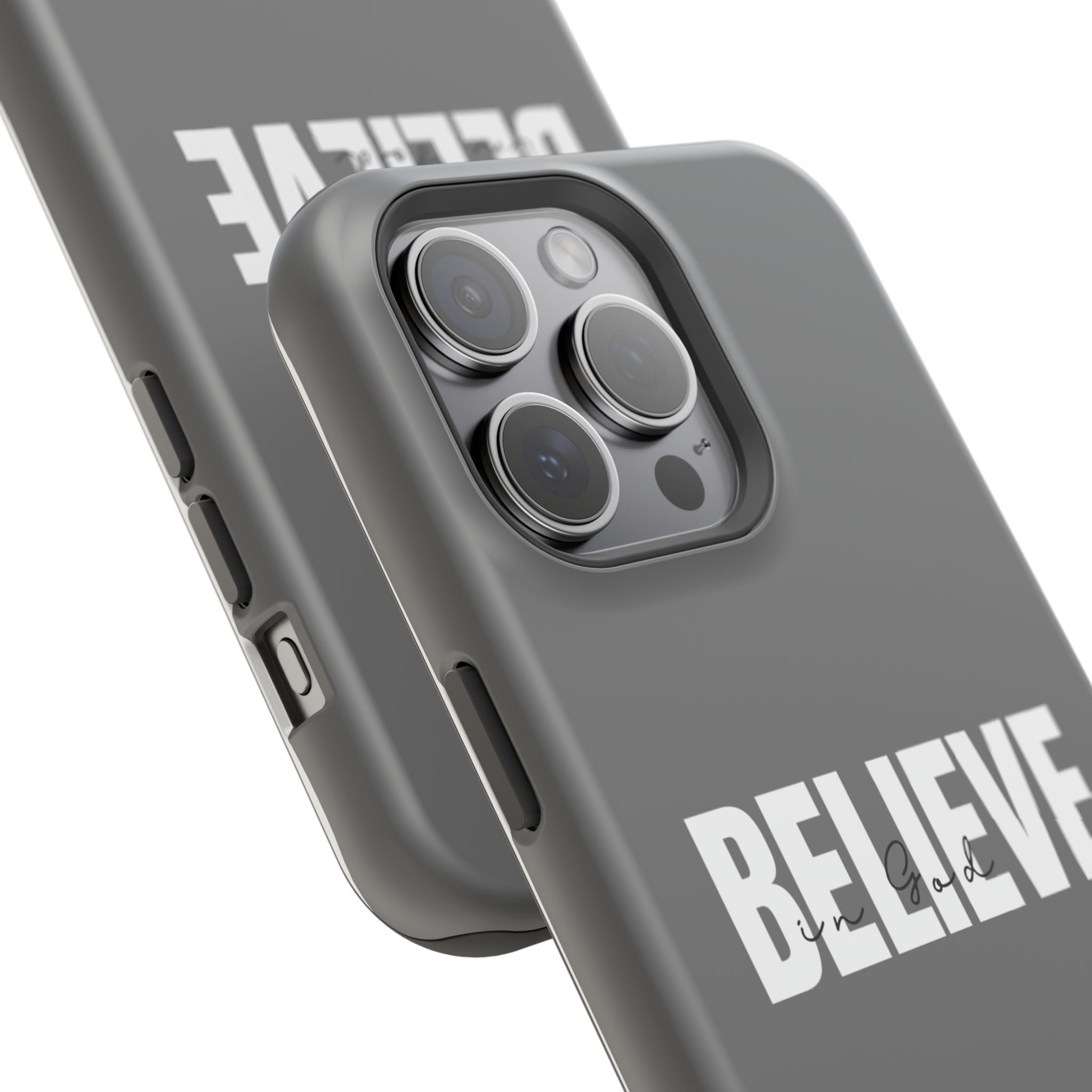Phone Case — GREY "BELIEVE" Impact-Resistant Protective Cover