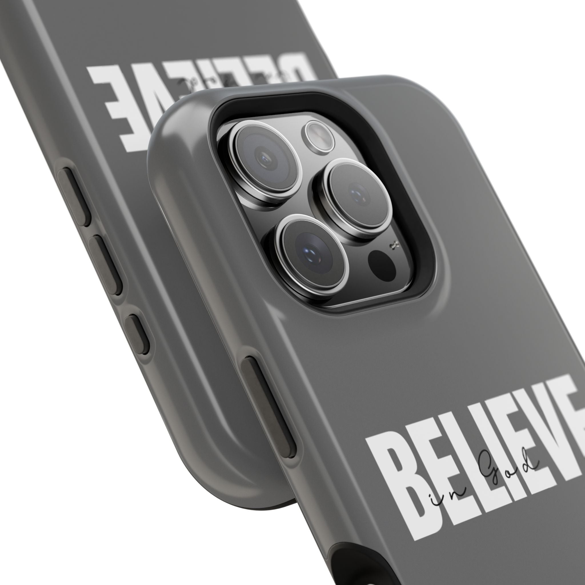 Phone Case — GREY "BELIEVE" Impact-Resistant Protective Cover