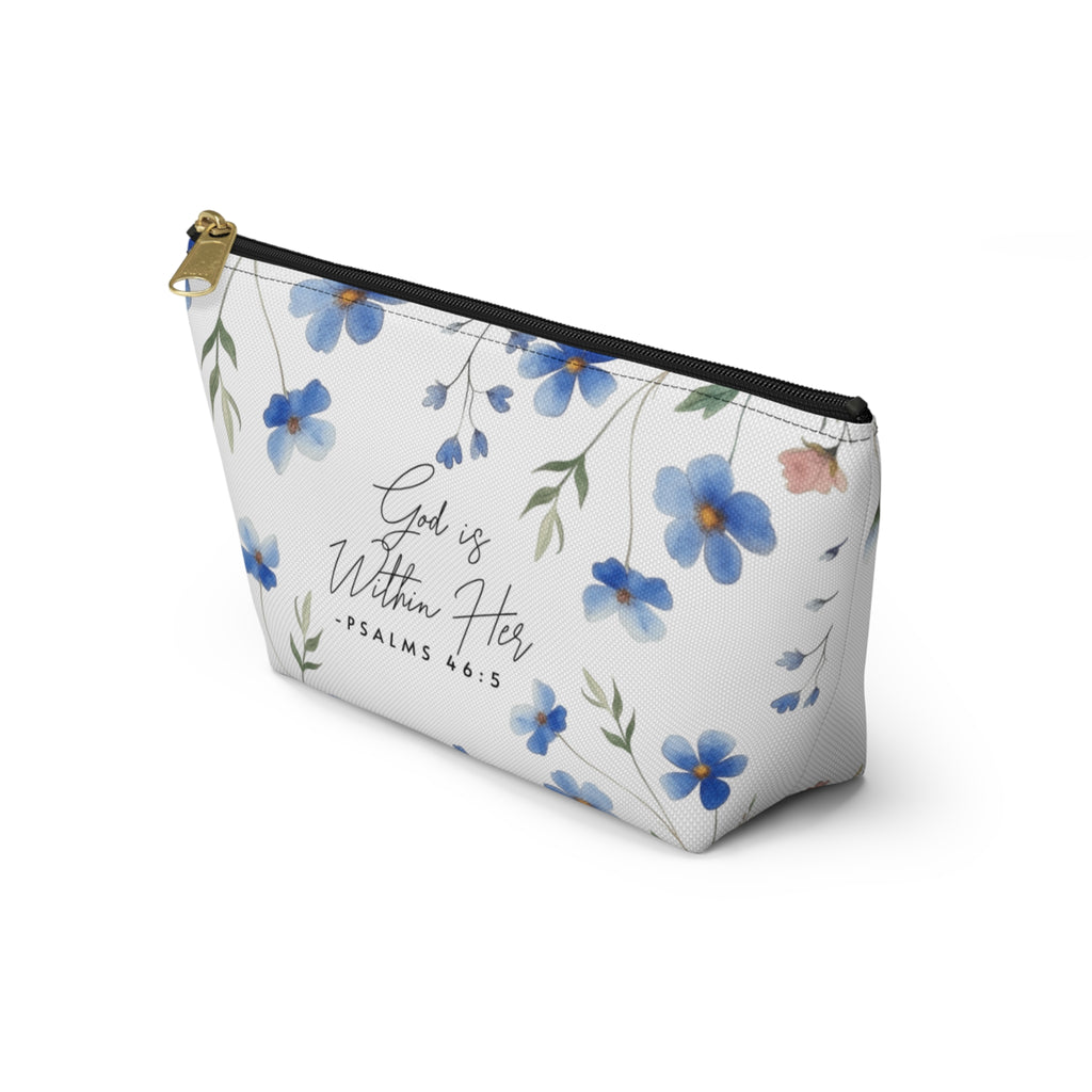 Floral 'God is Within Her' Accessory Pouch