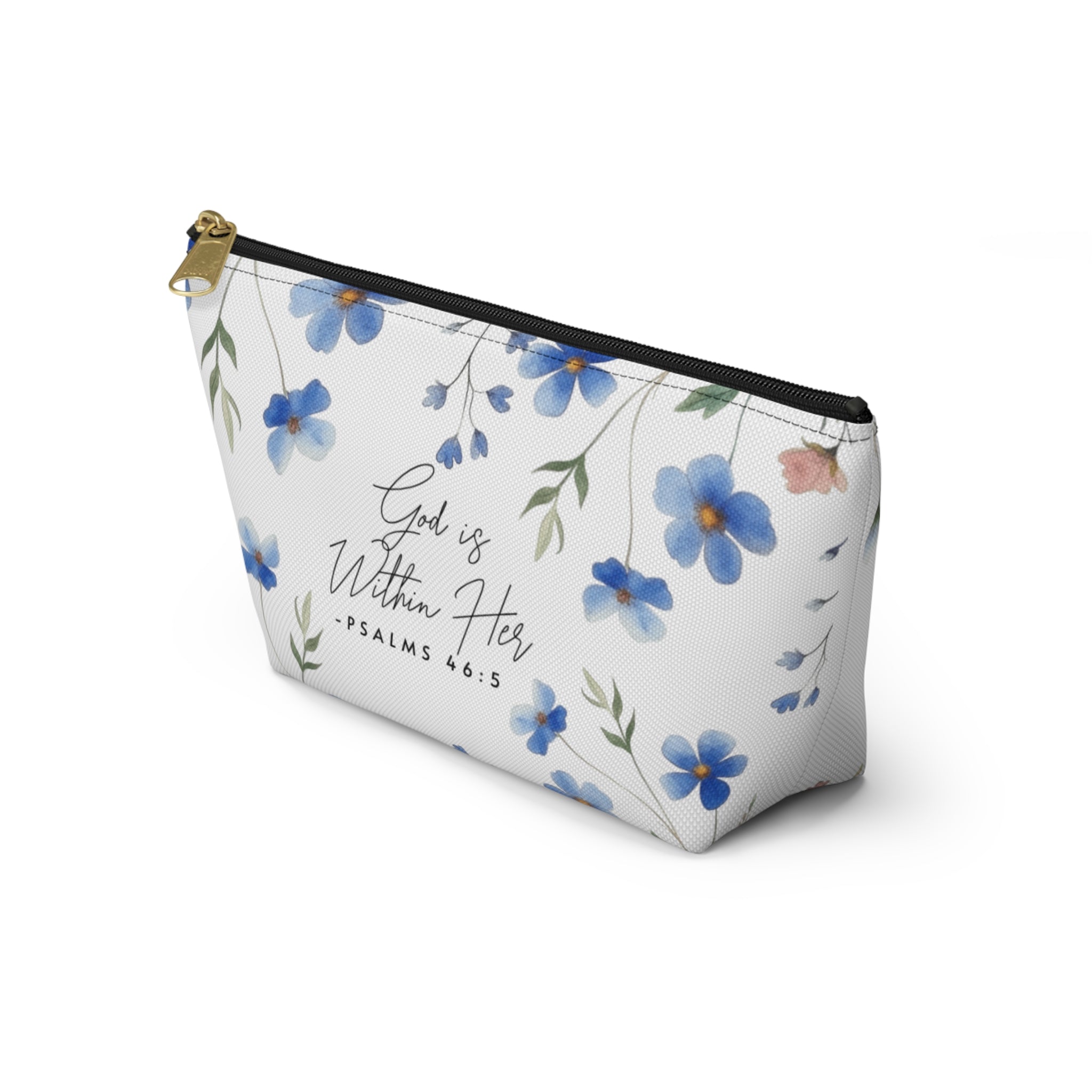 Floral 'God is Within Her' Accessory Pouch