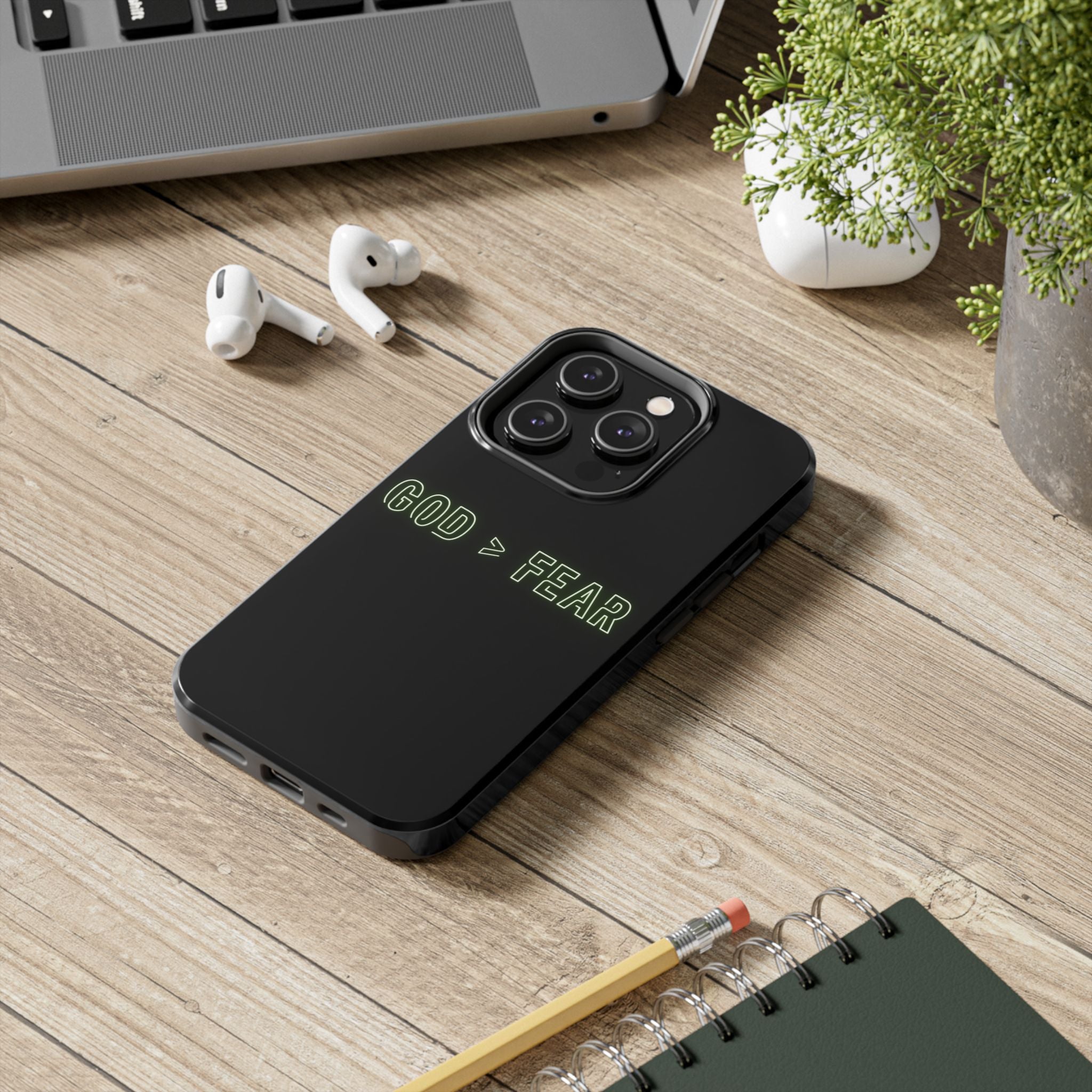 God > Fear Tough Phone Case — Neon Faith Protective iPhone Cover