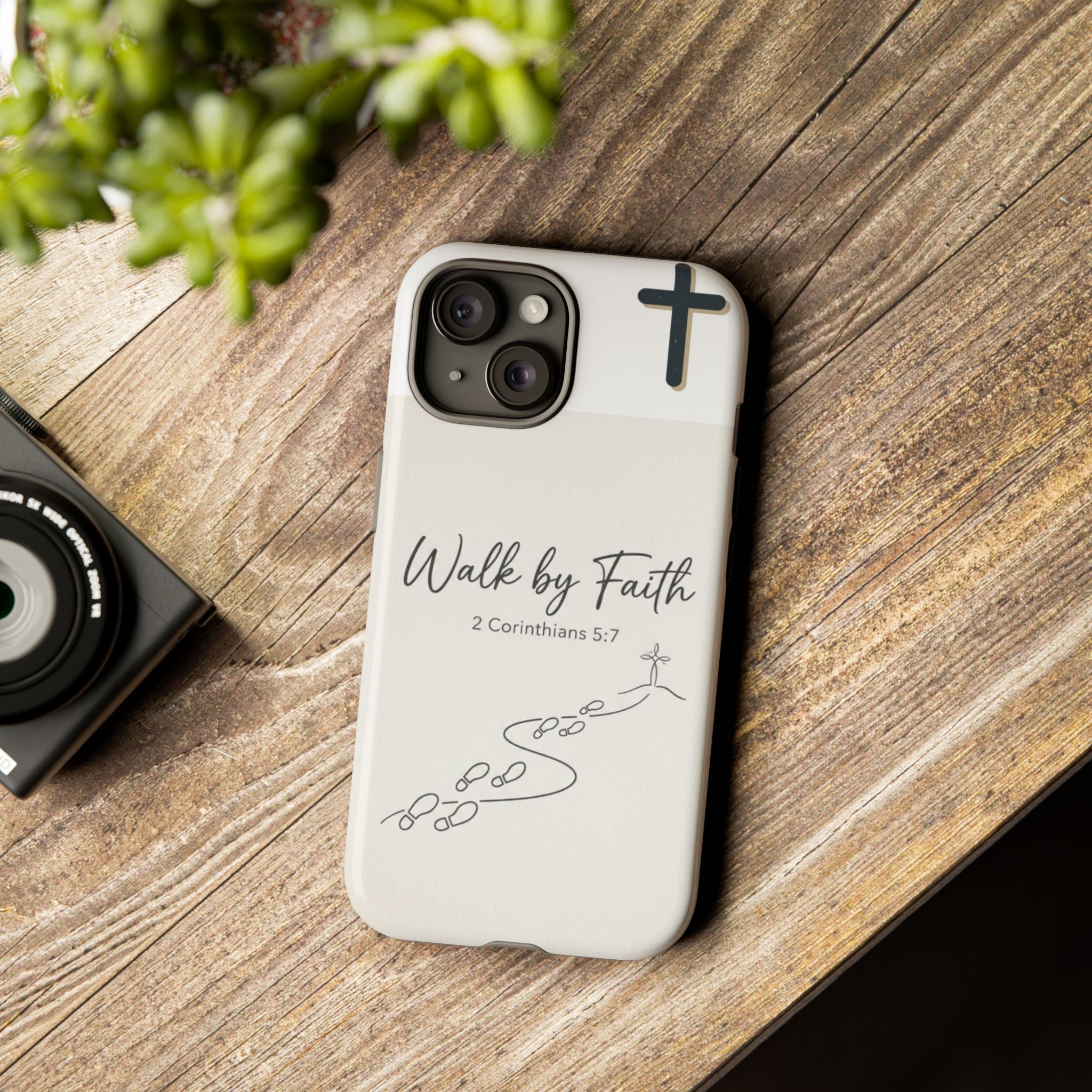 Christian Phone Case — "Walk by Faith" 2 Corinthians 5:7 Protective Tough Case