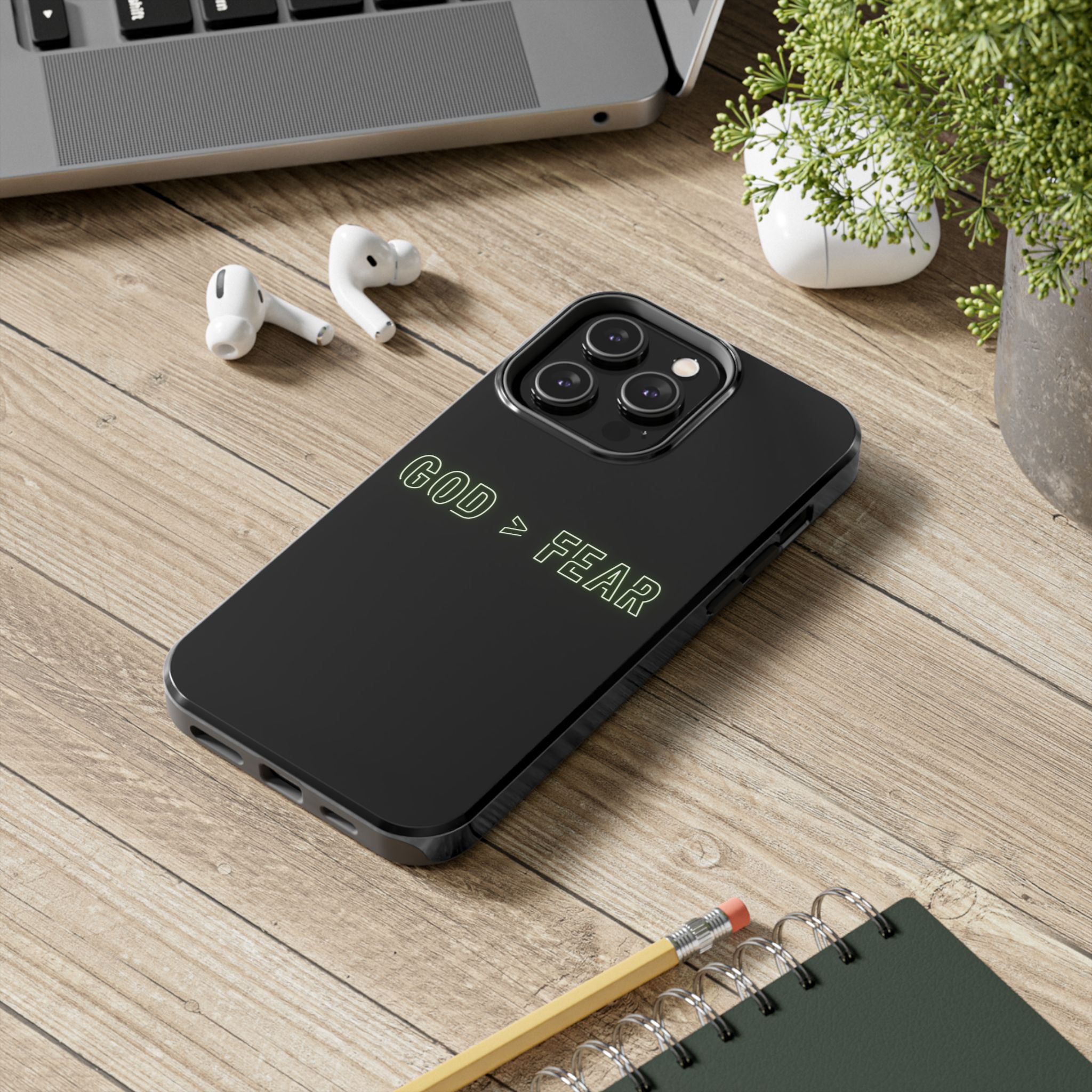 God > Fear Tough Phone Case — Neon Faith Protective iPhone Cover