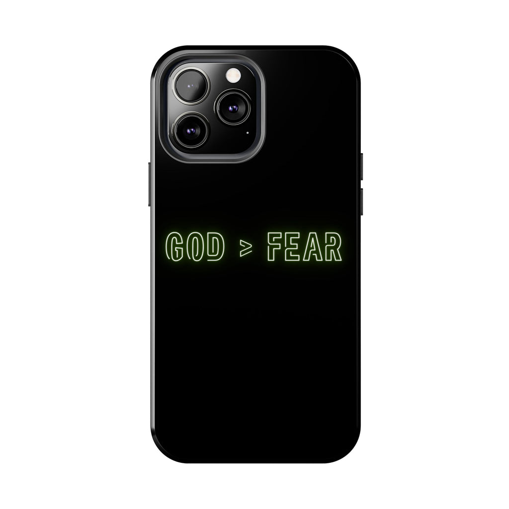 God > Fear Tough Phone Case — Neon Faith Protective iPhone Cover