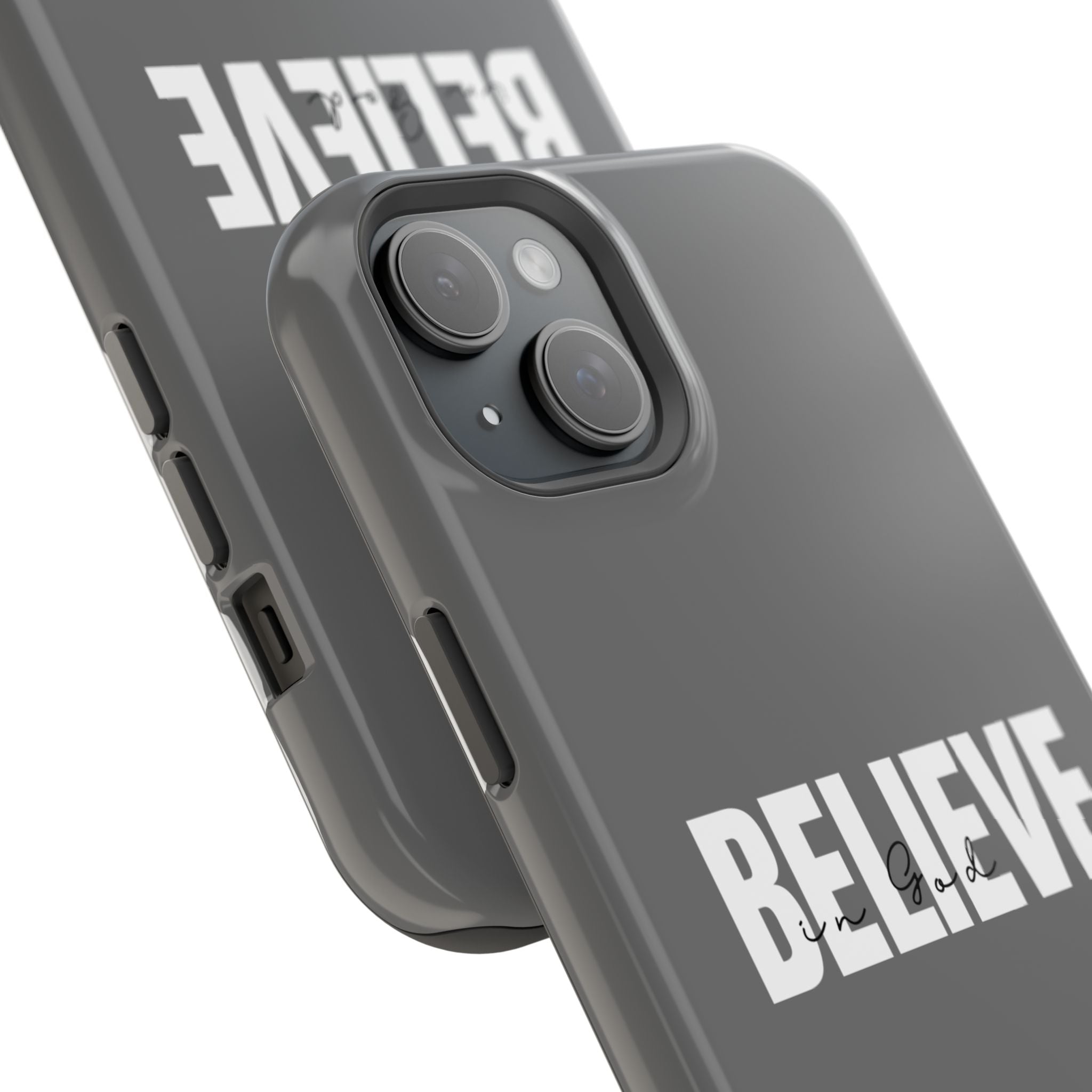 Phone Case — GREY "BELIEVE" Impact-Resistant Protective Cover