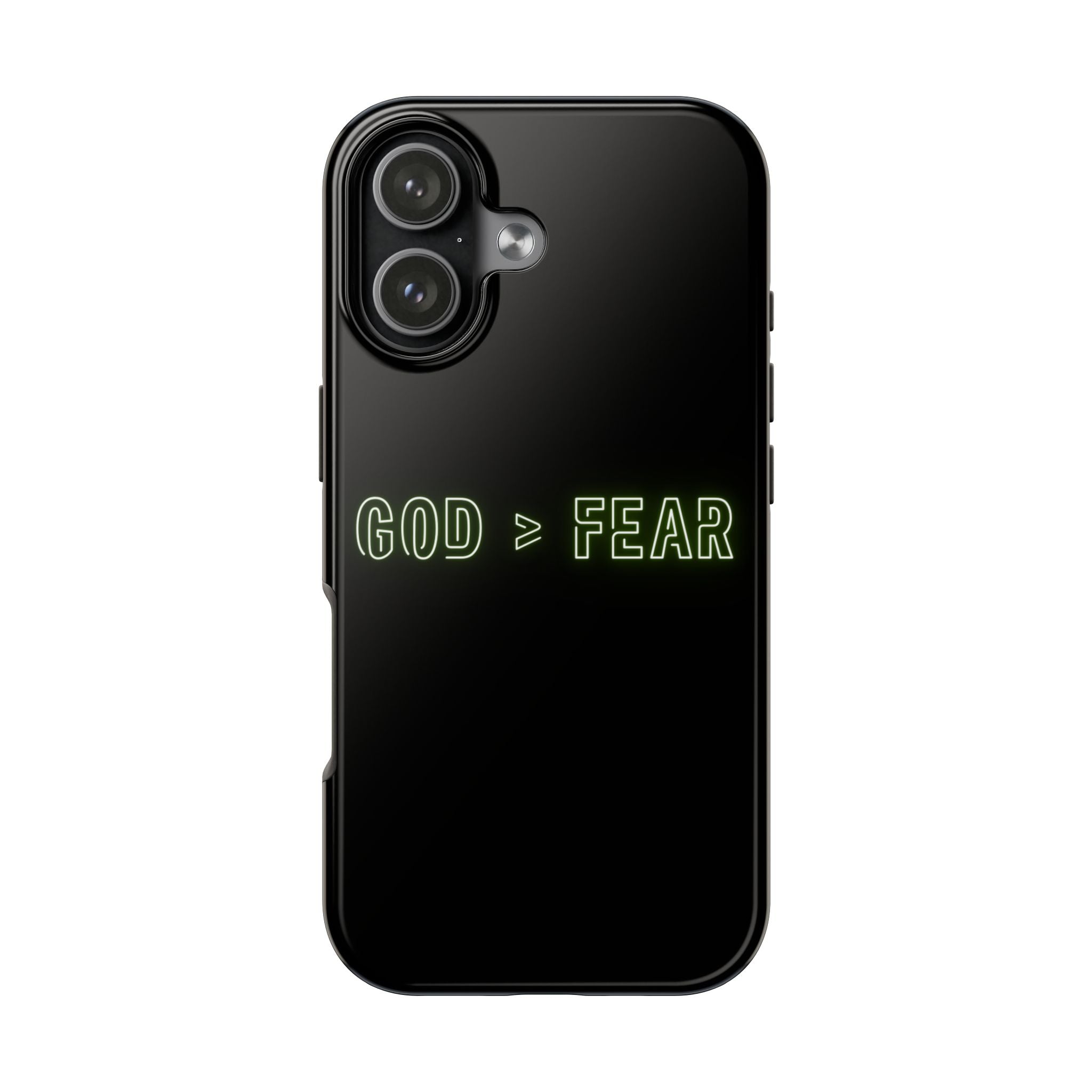 God > Fear Tough Phone Case — Neon Faith Protective iPhone Cover