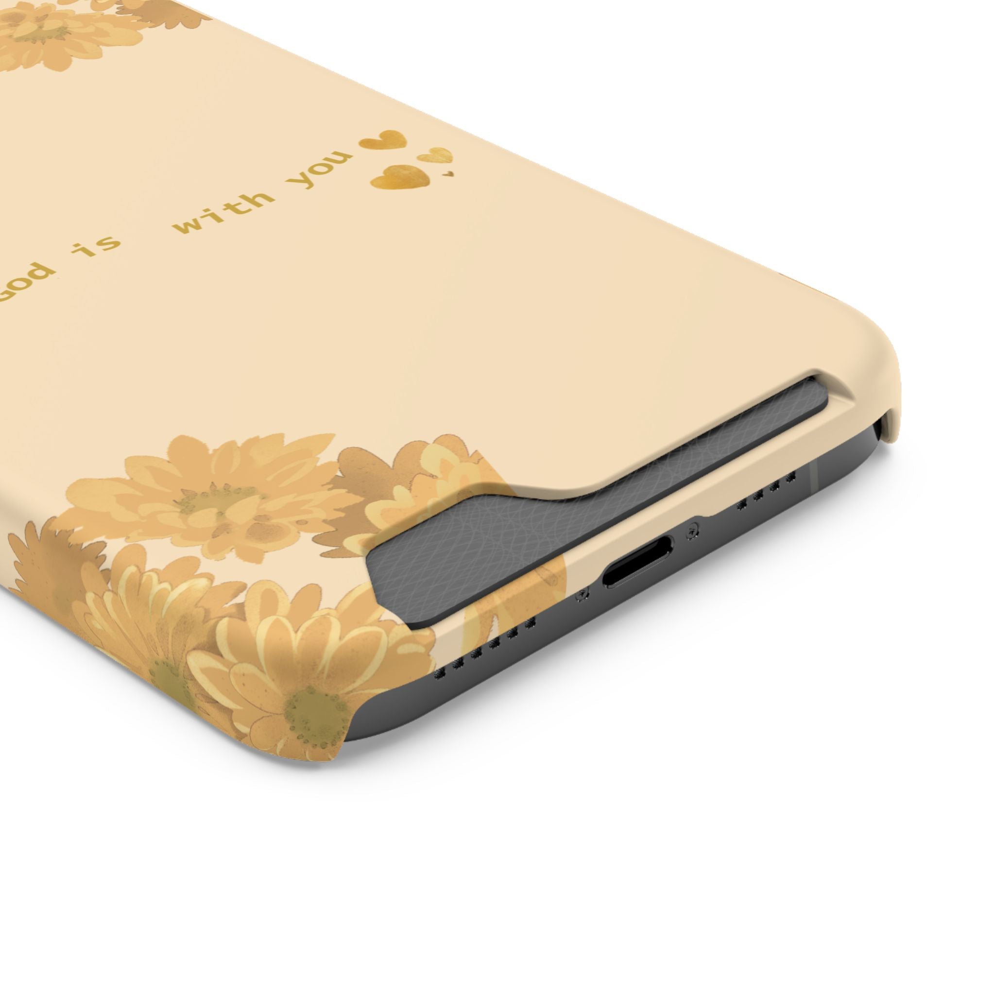 Sunflower Phone Card Case — "God Is With You" Religious Floral Wallet Case