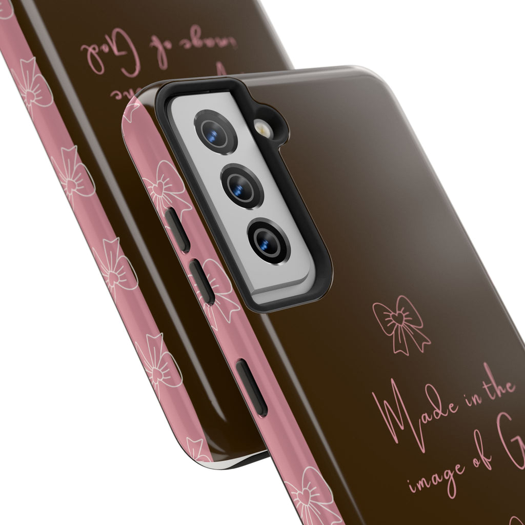 Made in the Image of God Tough Phone Case – Feminine Bow Christian Protective Cover