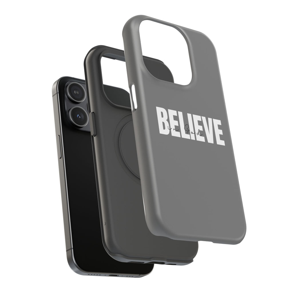 Phone Case — GREY "BELIEVE" Impact-Resistant Protective Cover