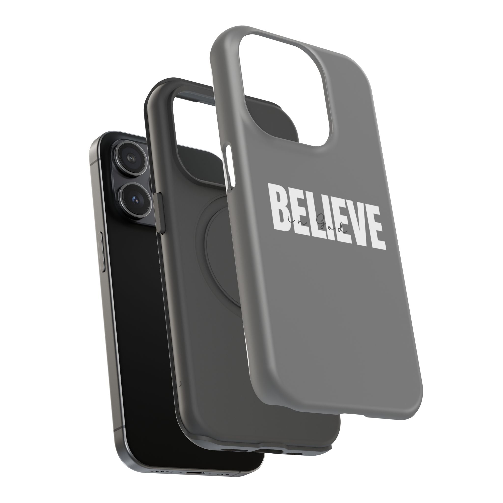 Phone Case — GREY "BELIEVE" Impact-Resistant Protective Cover
