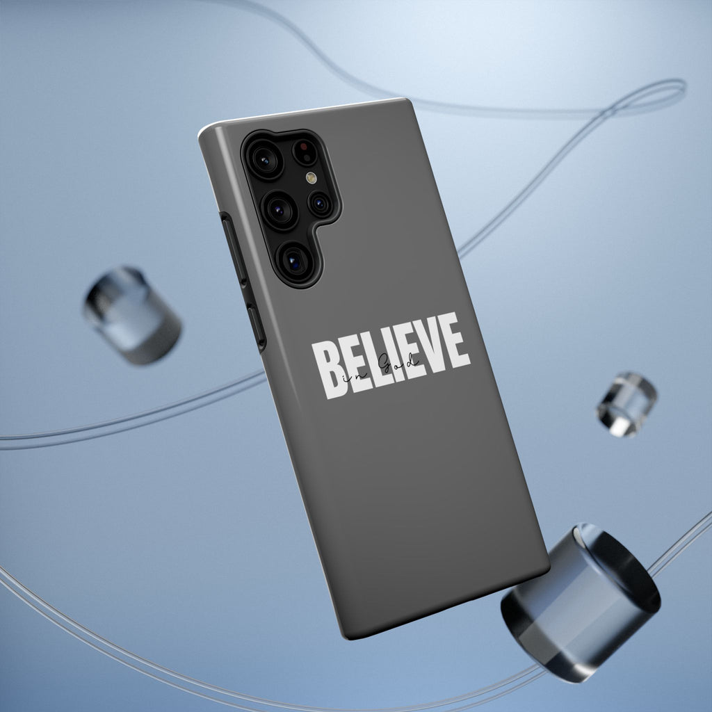 Phone Case — GREY "BELIEVE" Impact-Resistant Protective Cover