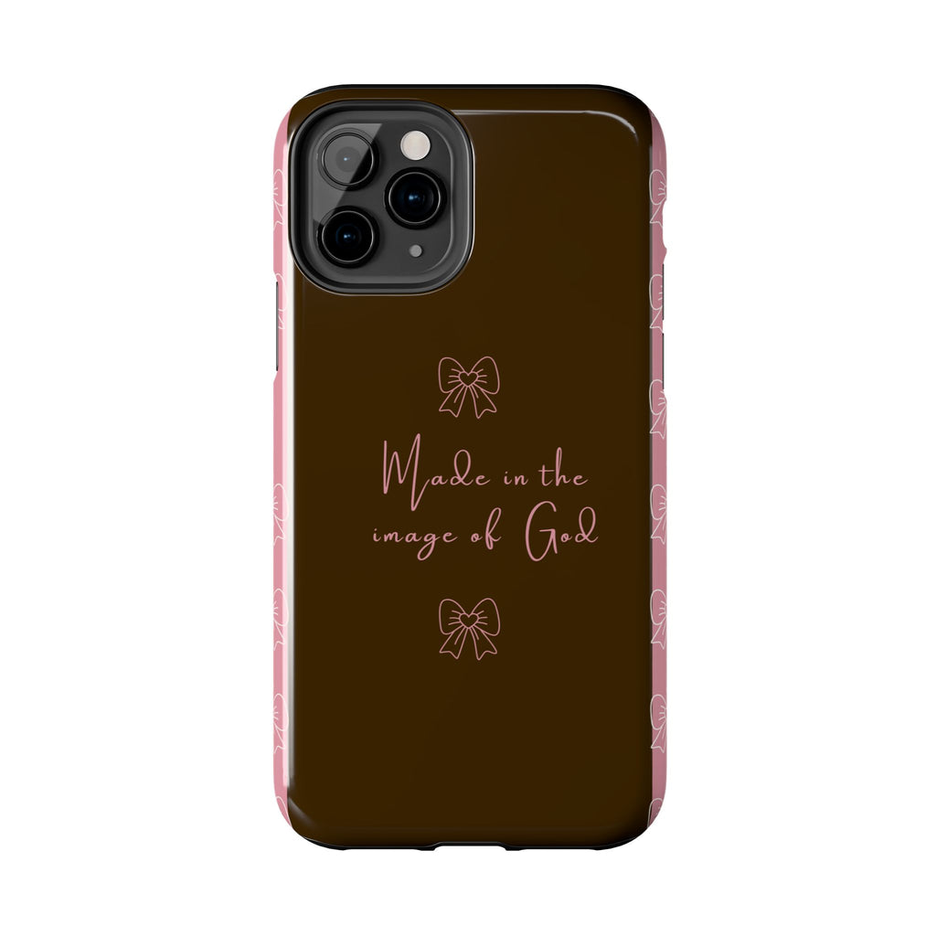 Made in the Image of God Tough Phone Case – Feminine Bow Christian Protective Cover