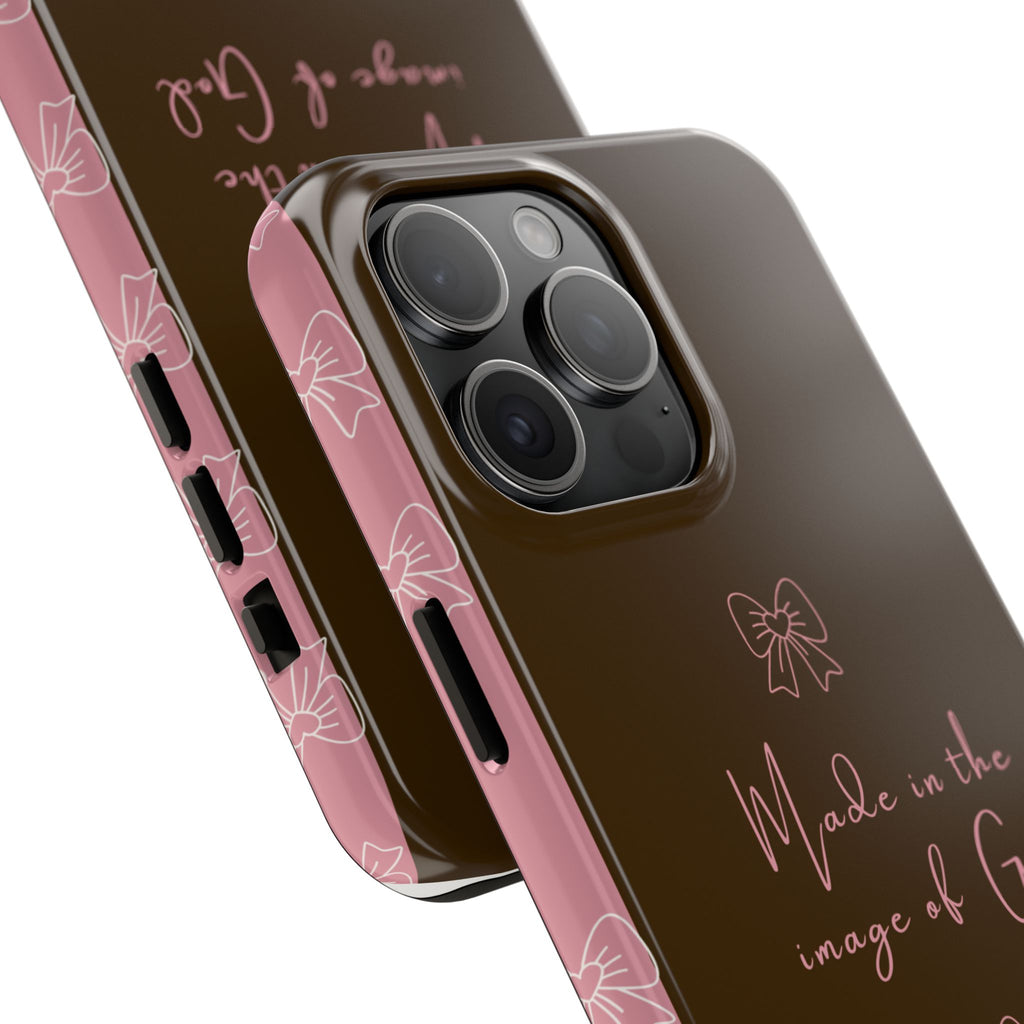 Made in the Image of God Tough Phone Case – Feminine Bow Christian Protective Cover