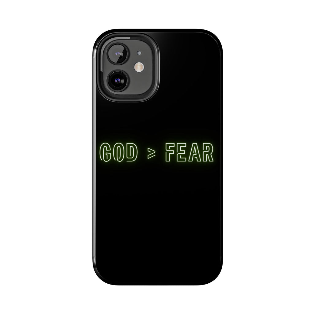 God > Fear Tough Phone Case — Neon Faith Protective iPhone Cover