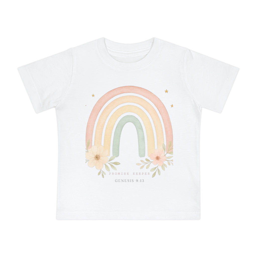 Baby T-Shirt — Pastel Rainbow "Genesis 8:22" Floral Tee for Newborns
