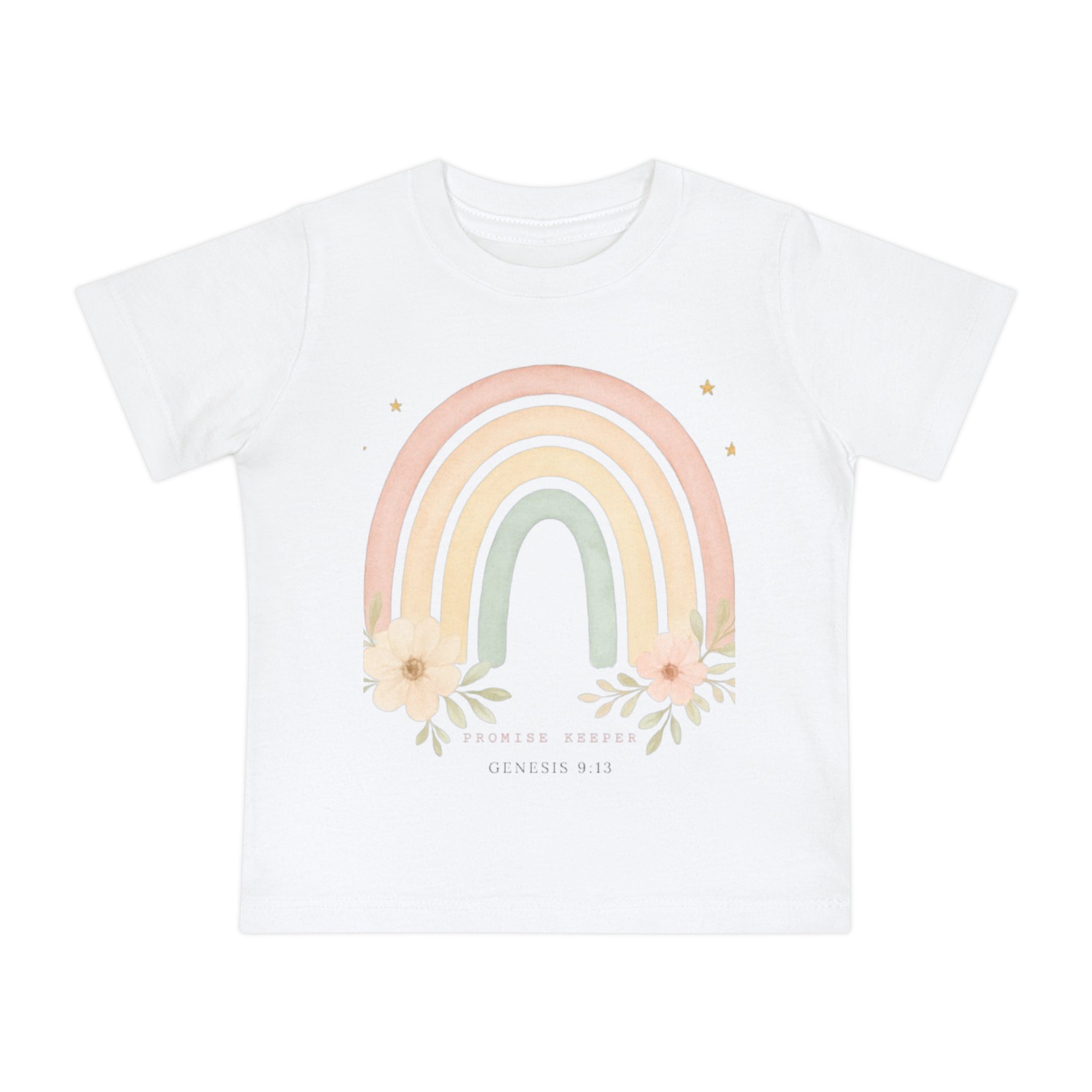 Baby T-Shirt — Pastel Rainbow "Genesis 8:22" Floral Tee for Newborns